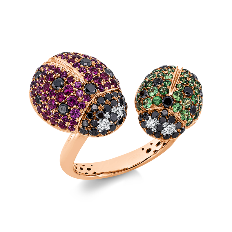 Ring 18 kt RG+WG, Fassung teils schwarz rhodinie