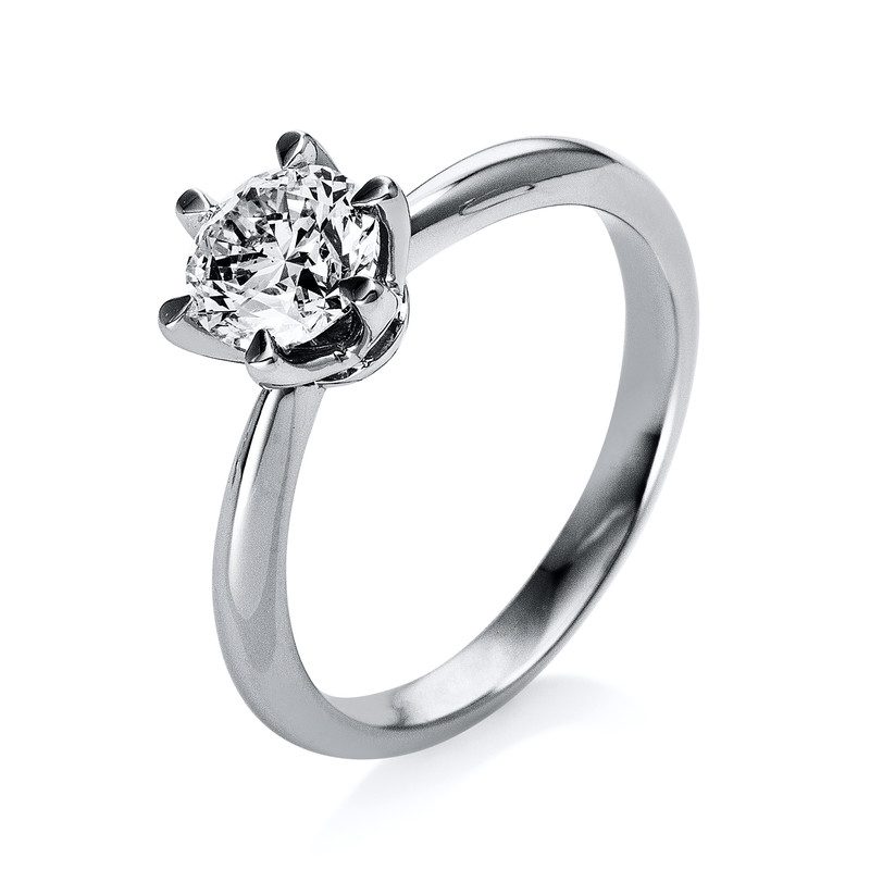 Ring 6er-Krappe 18 kt WG+P950