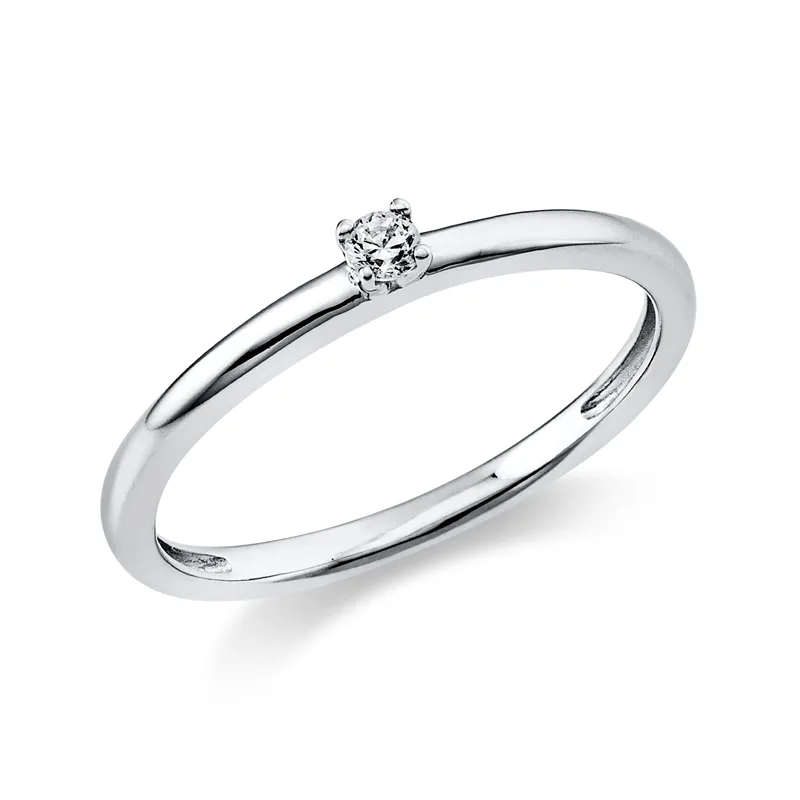 Solitärring 4er-Krappe Platin · Brillant 0,05 ct