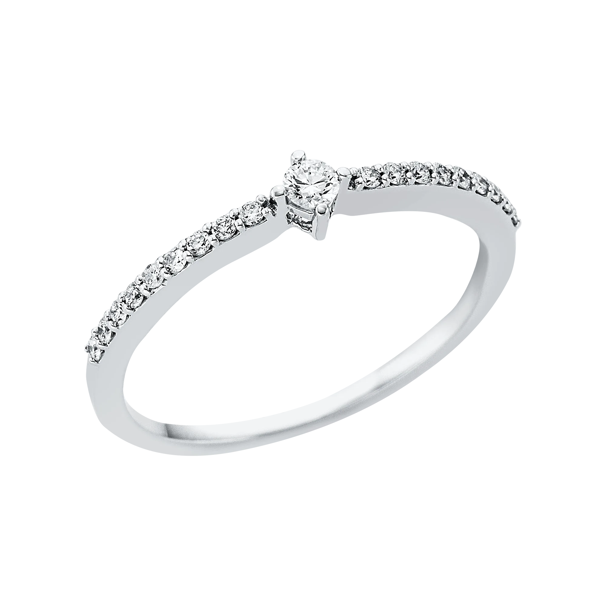 Solitärring Weißgold 750 · Brillant 0,06 ct mit Besatz