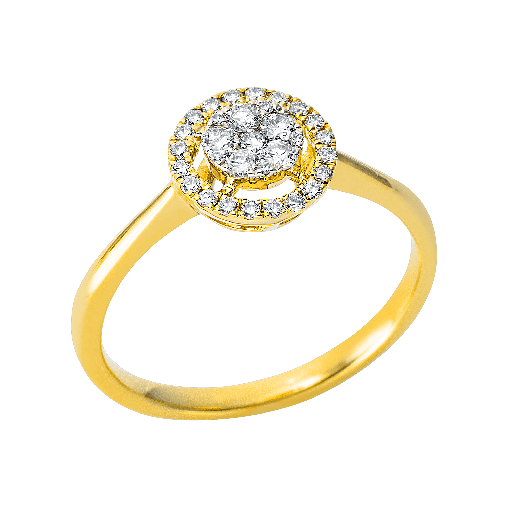 Ring 18 kt GG, Fassung rhodiniert