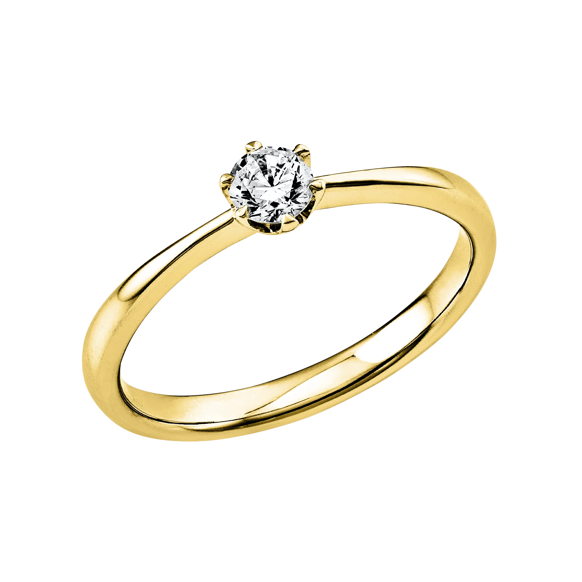 Solitärring 6er-Krappe Gelbgold 750 · Brillant 0,20 ct