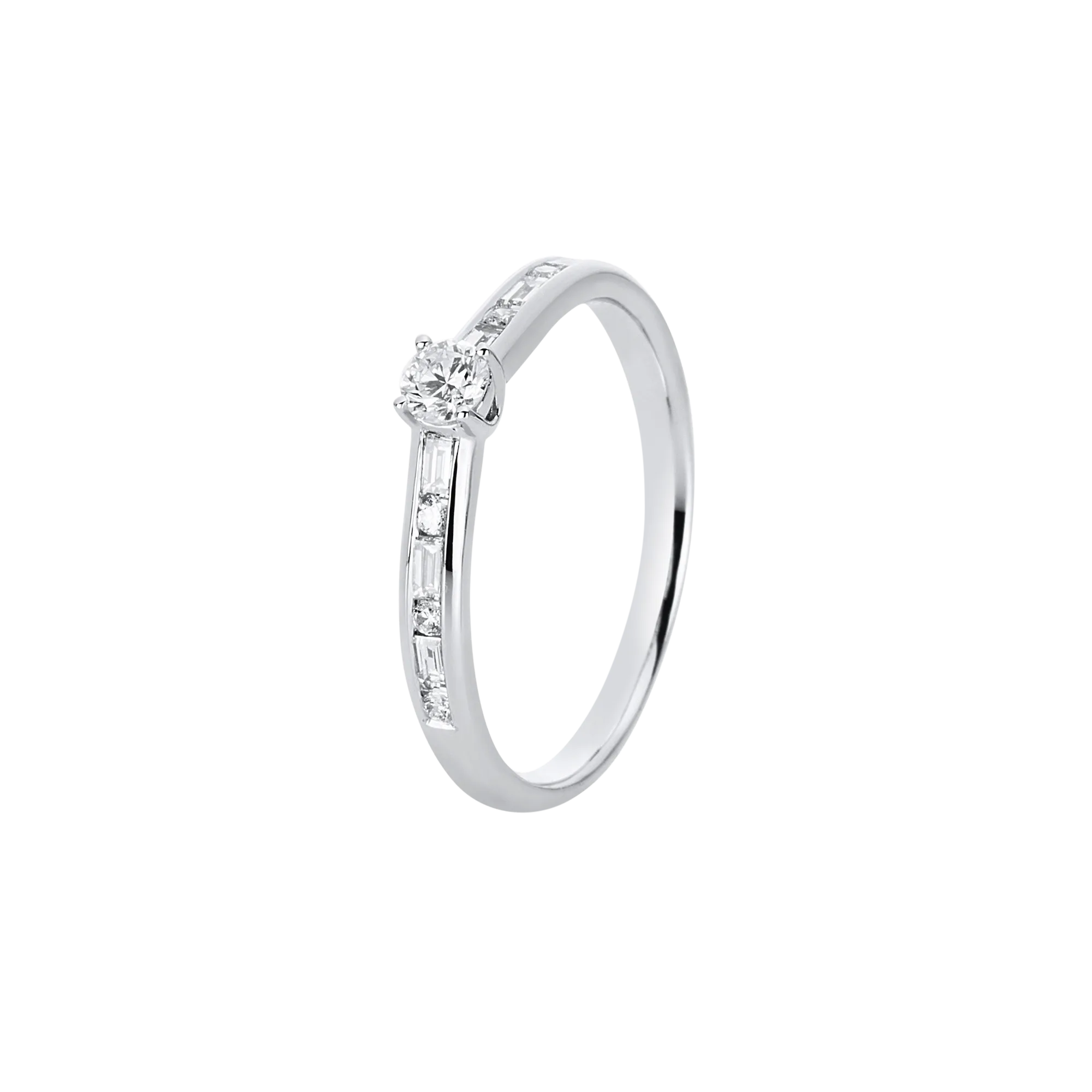 Solitärring 4er-Krappe Weißgold 585 · Brillant 0,15 ct mit Besatz