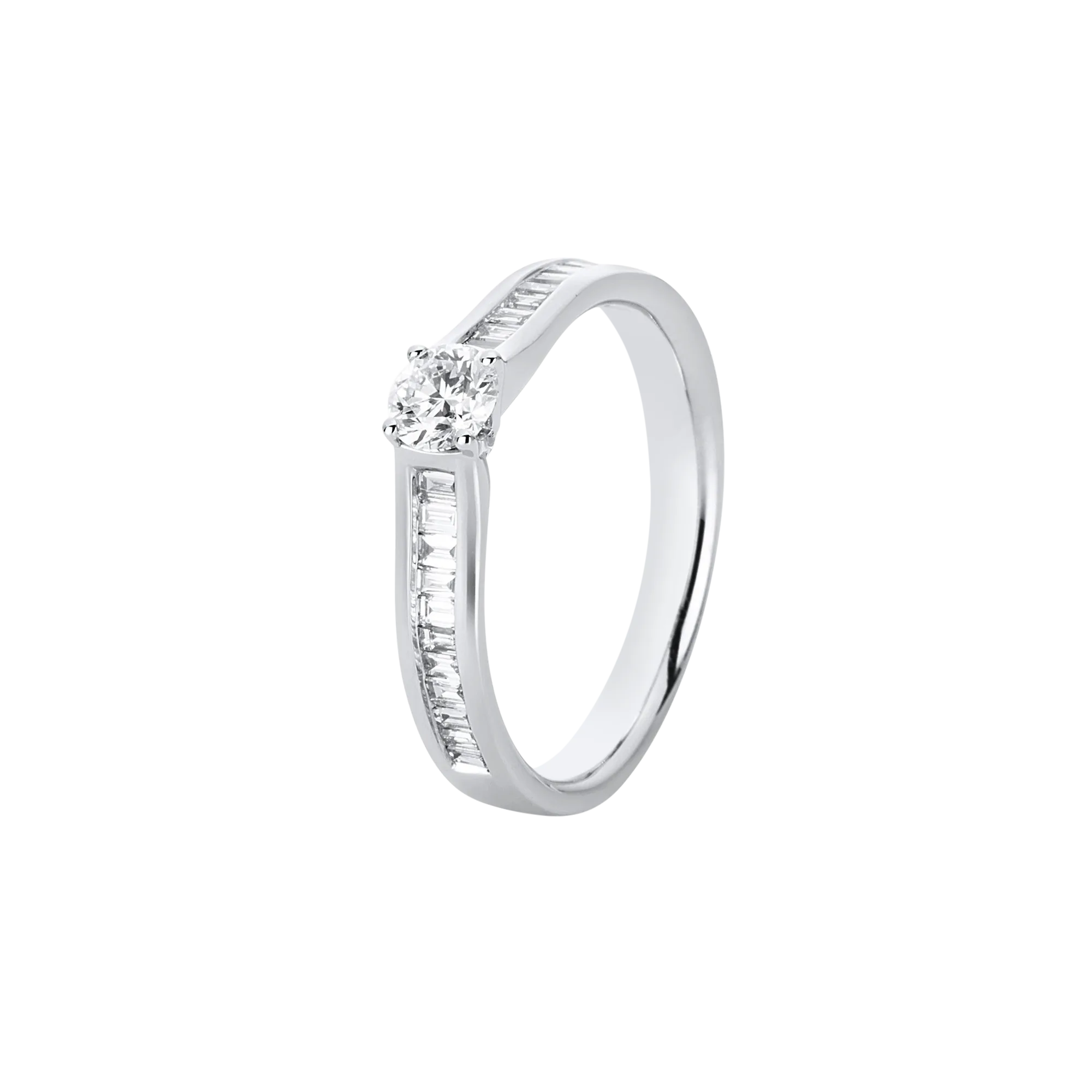 Solitärring Weißgold 585 · Brillant 0,32 ct mit Besatz, GIA-zertifiziert