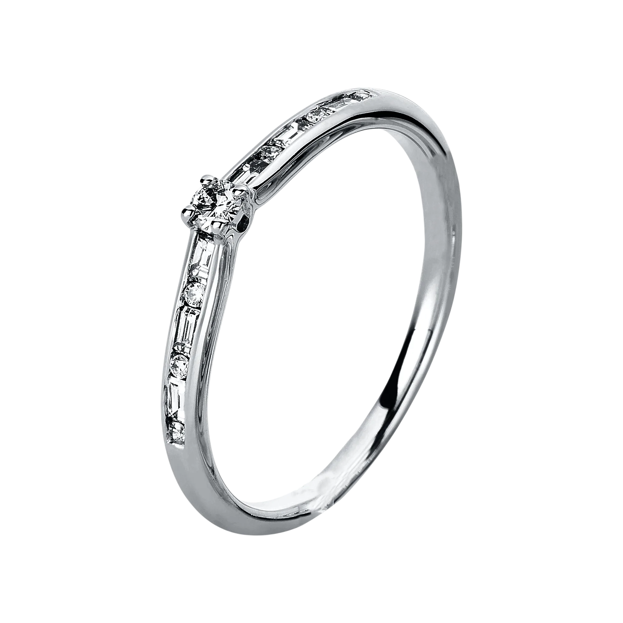 Solitärring 4er-Krappe Weißgold 585 · Brillant 0,05 ct mit Besatz
