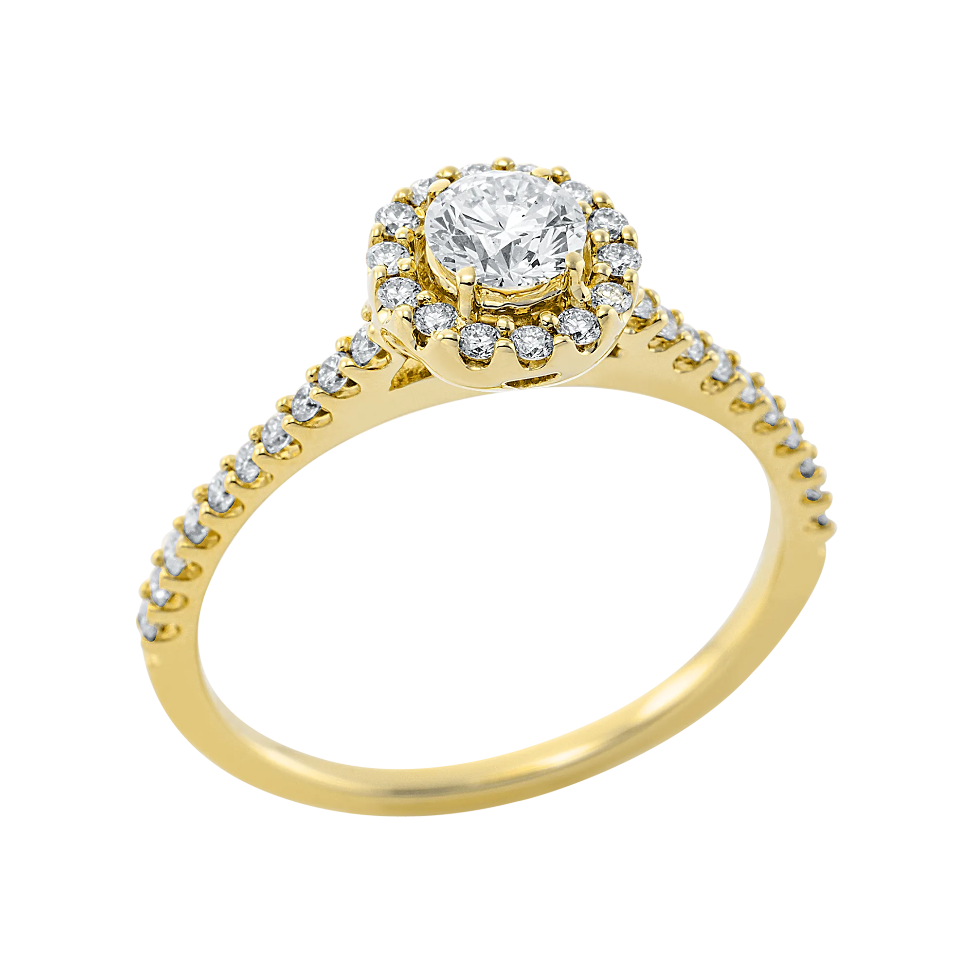 Solitärring Gelbgold 750 · Brillant 0,33 ct mit Besatz