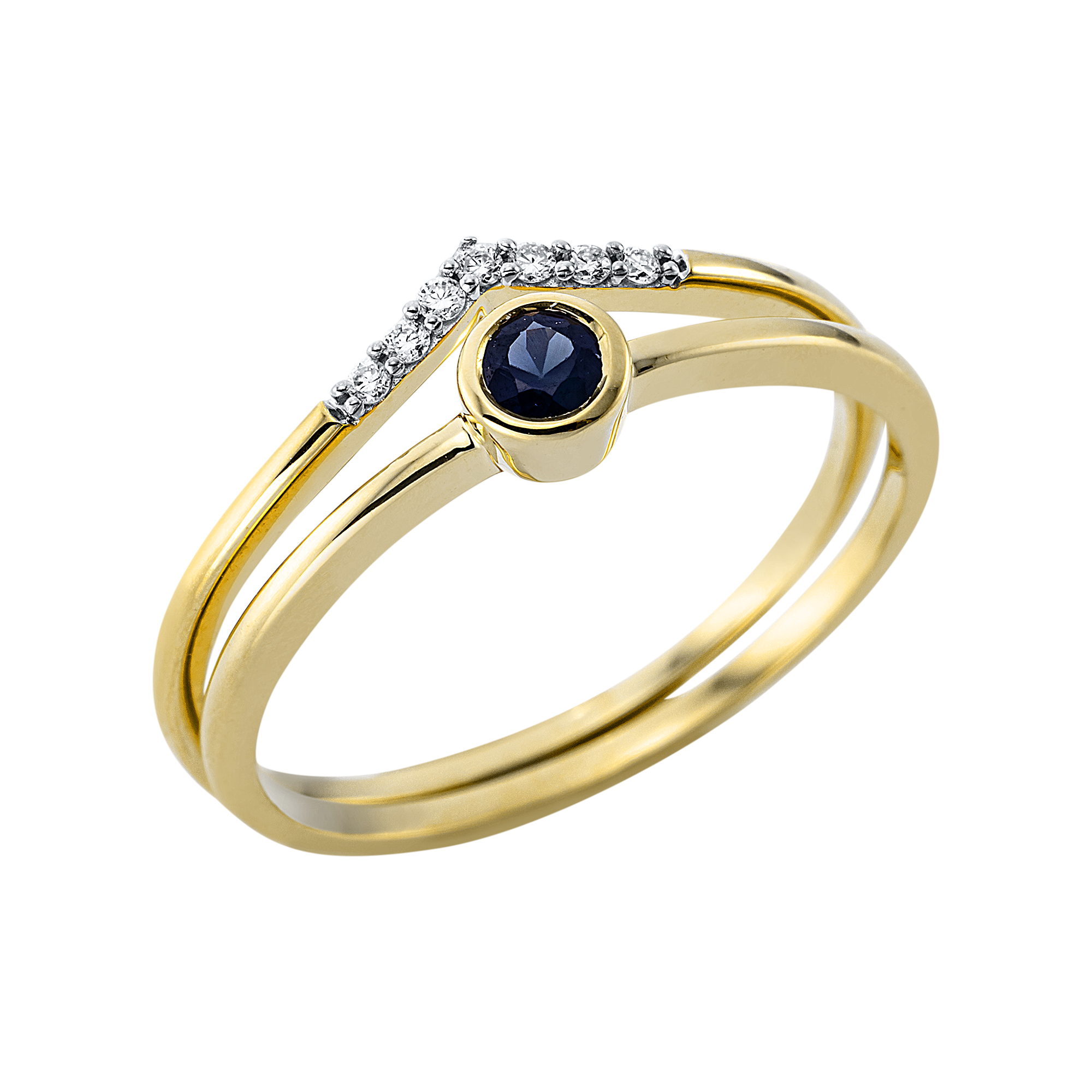 Ring 18 kt GG, Fassung rhodiniert