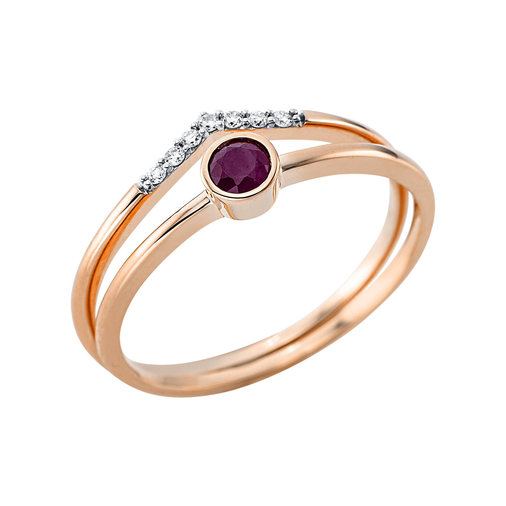 Ring 18 kt RG, Fassung rhodiniert