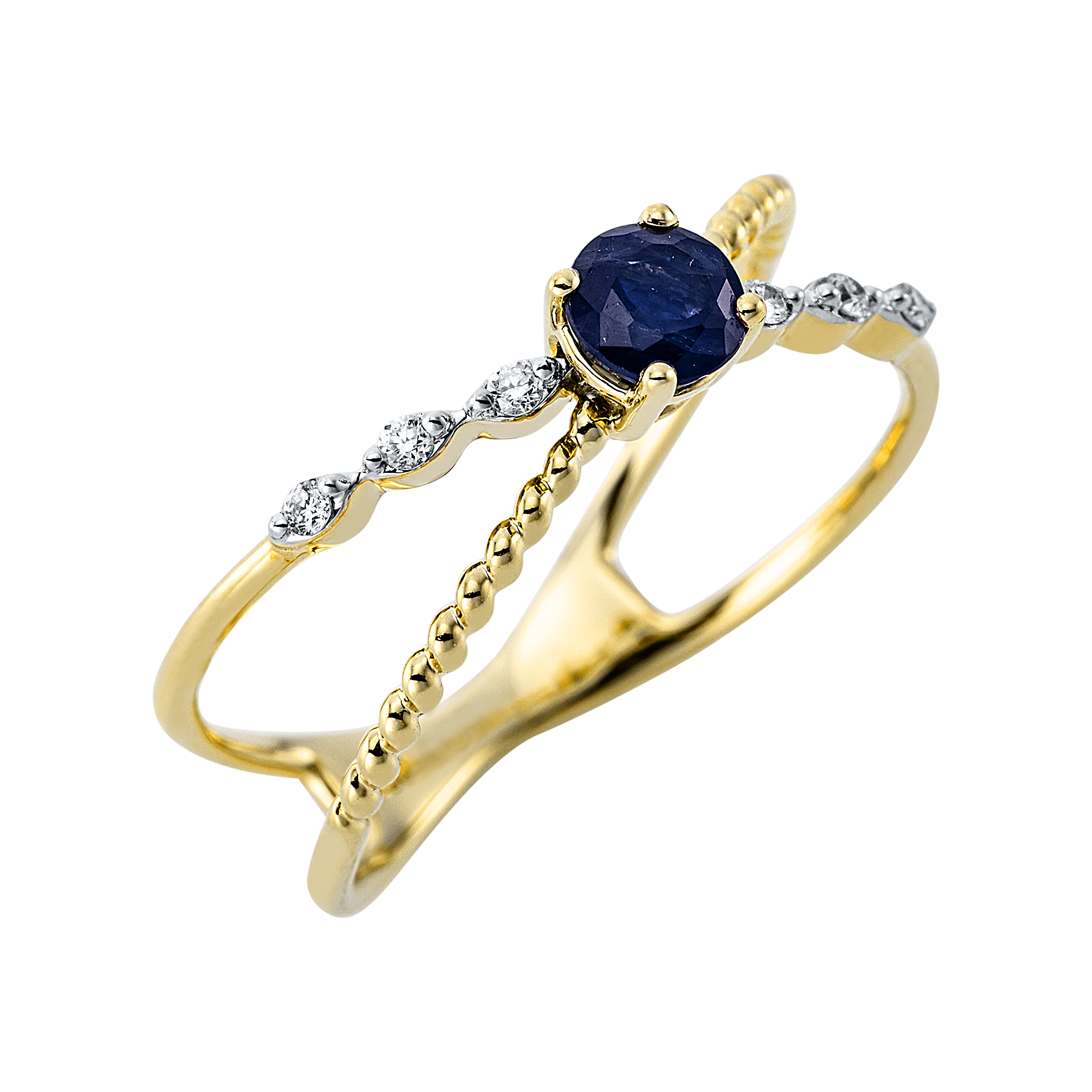 Ring 18 kt GG, Fassung rhodiniert