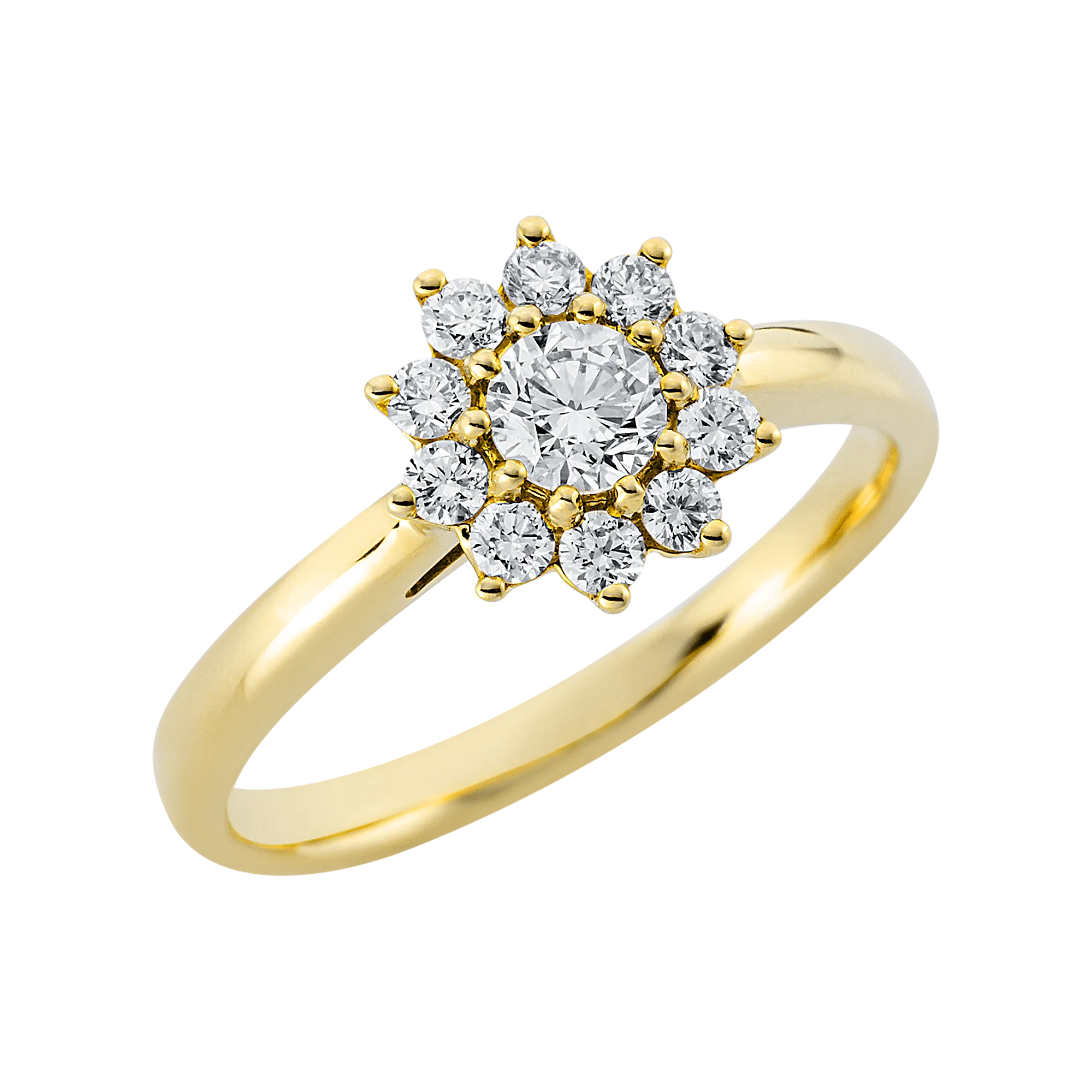 Solitärring Gelbgold 750 · Brillant 0,25 ct mit Besatz