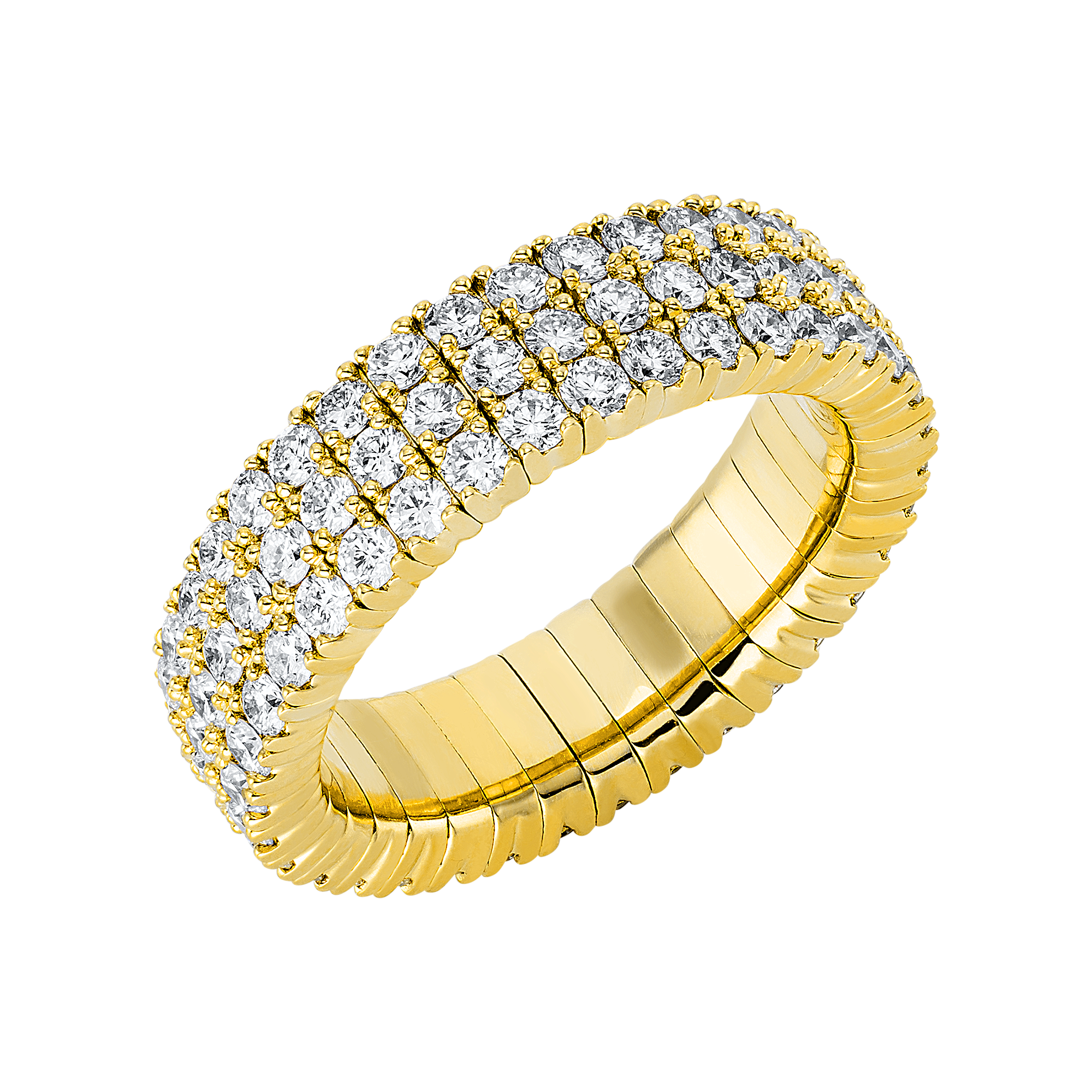 Ring 4er-Krappe 18 kt GG, Flex-Band, variabel