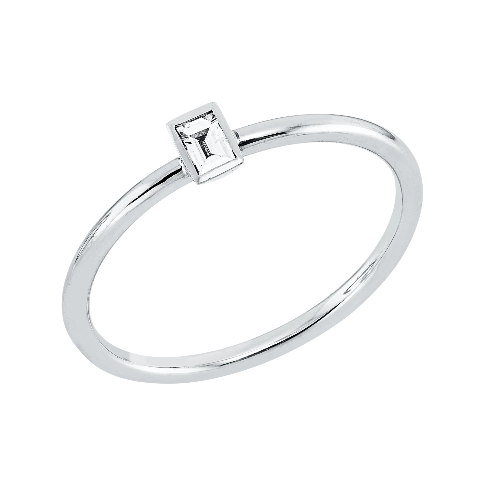 Solitärring Zarge Weißgold 750 · Baguette 0,06 ct