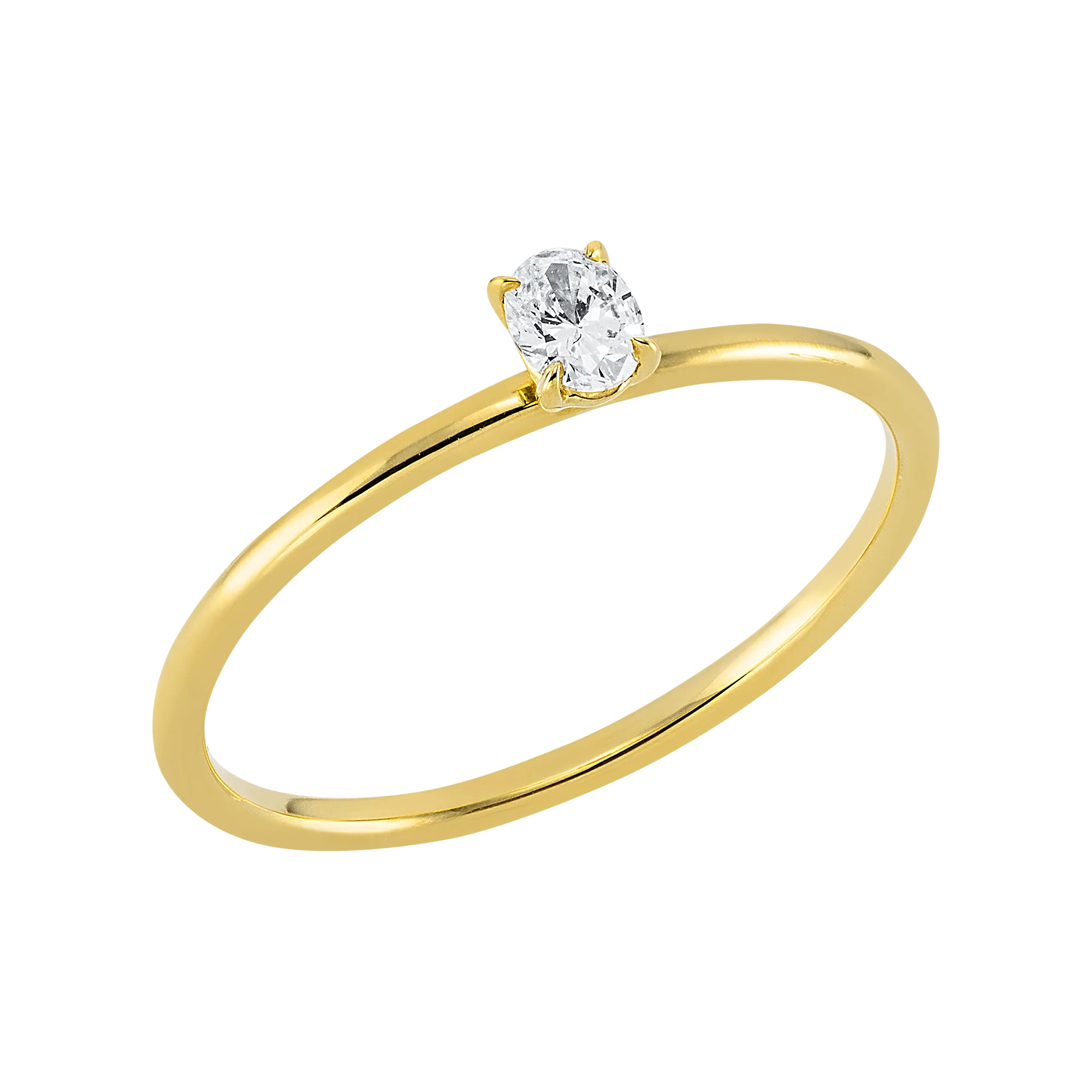 Solitärring 4er-Krappe Gelbgold 750 · Oval 0,14 ct