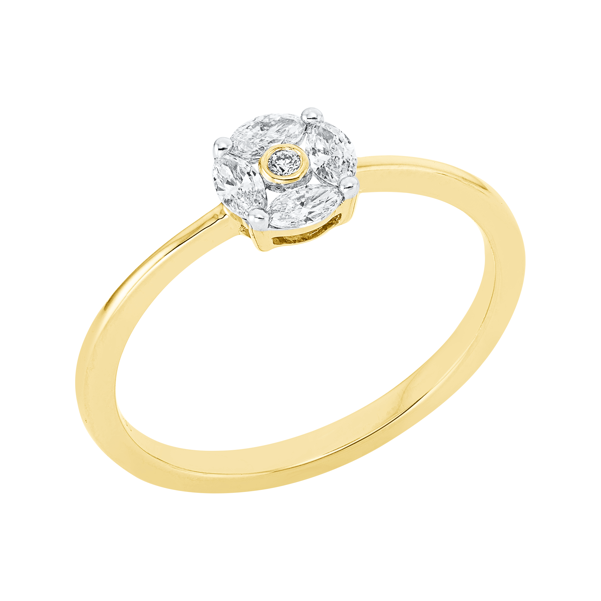 Ring 18 kt GG, Fassung rhodiniert