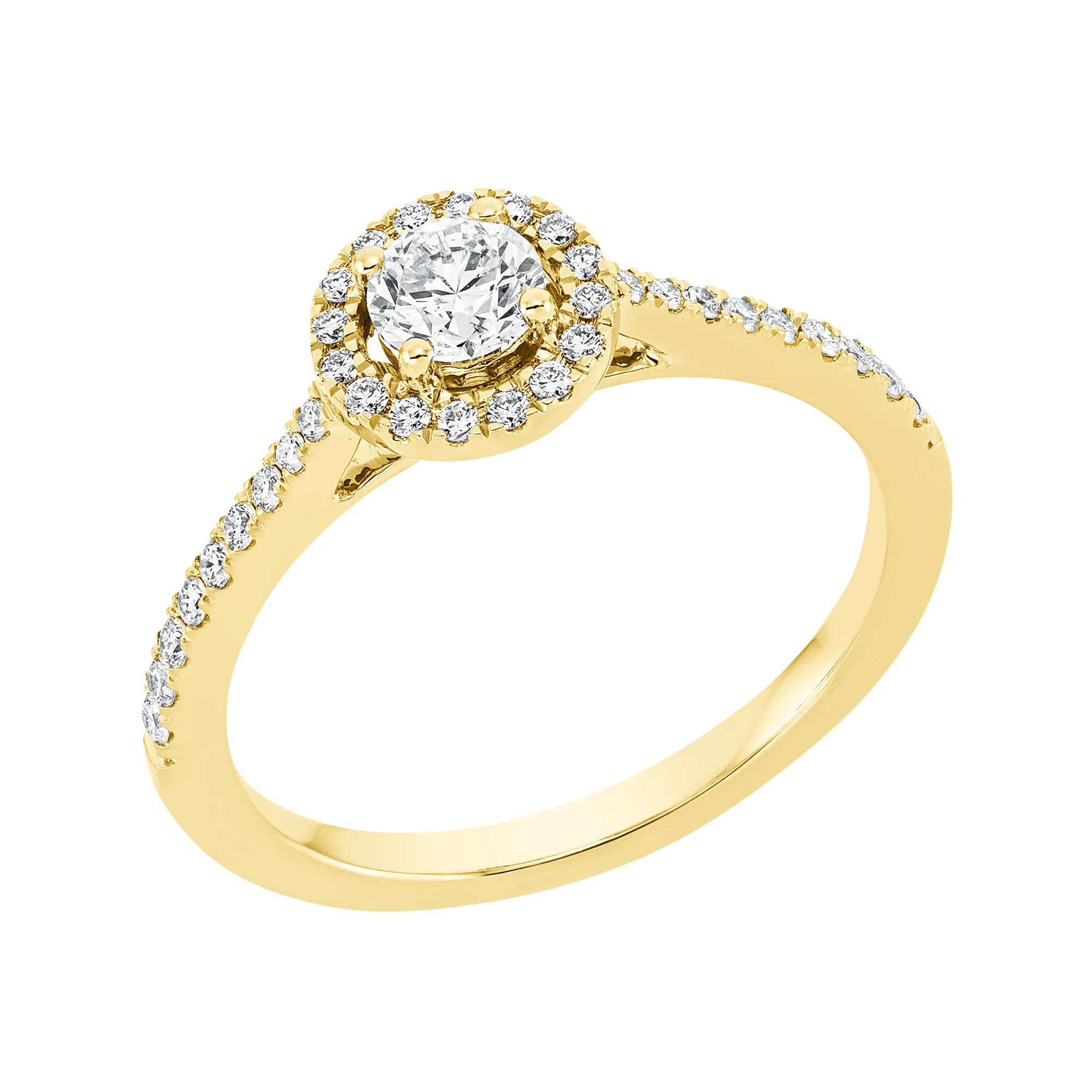 Solitärring Gelbgold 750 · Brillant 0,30 ct mit Besatz