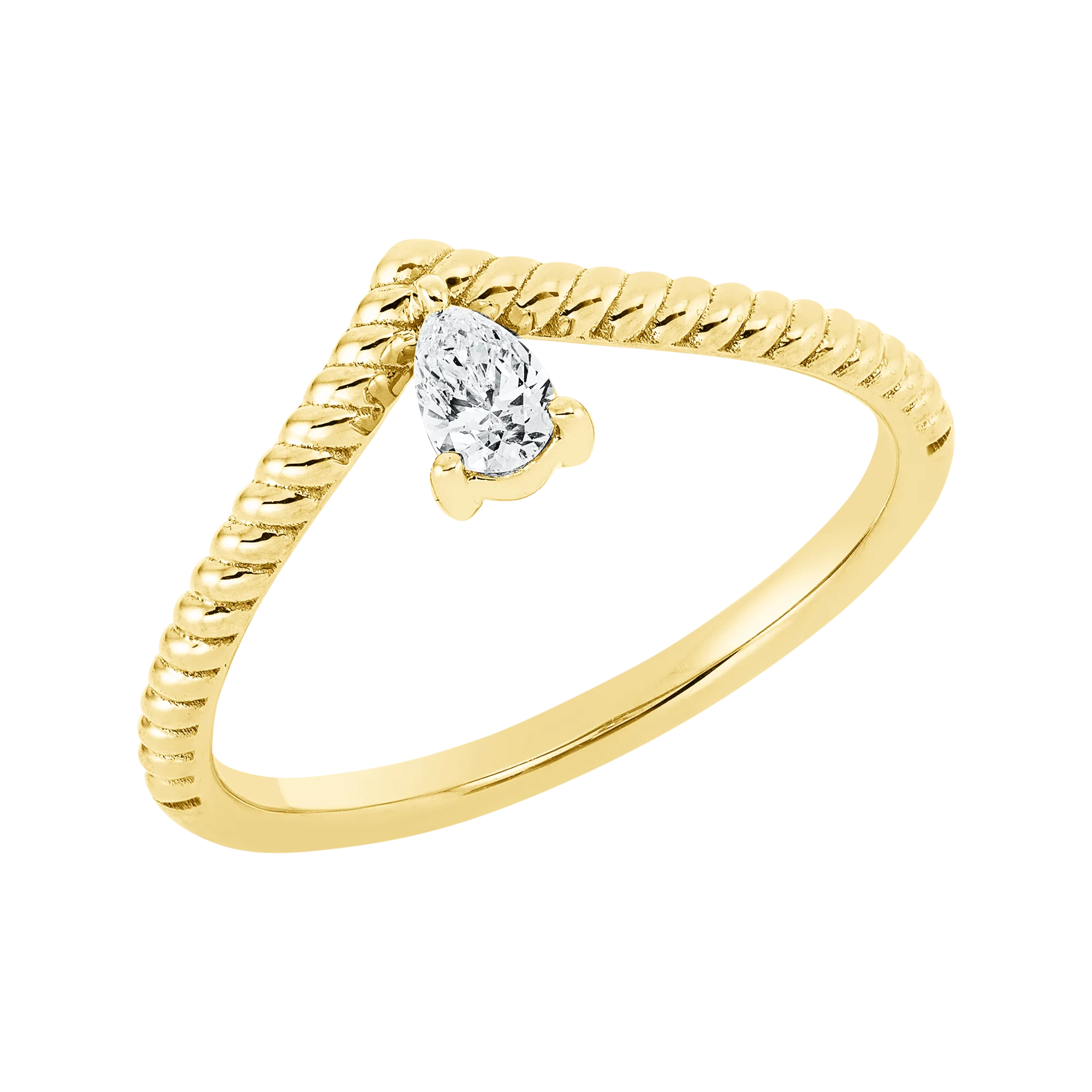 Solitärring Gelbgold 750 · Tropfen 0,16 ct