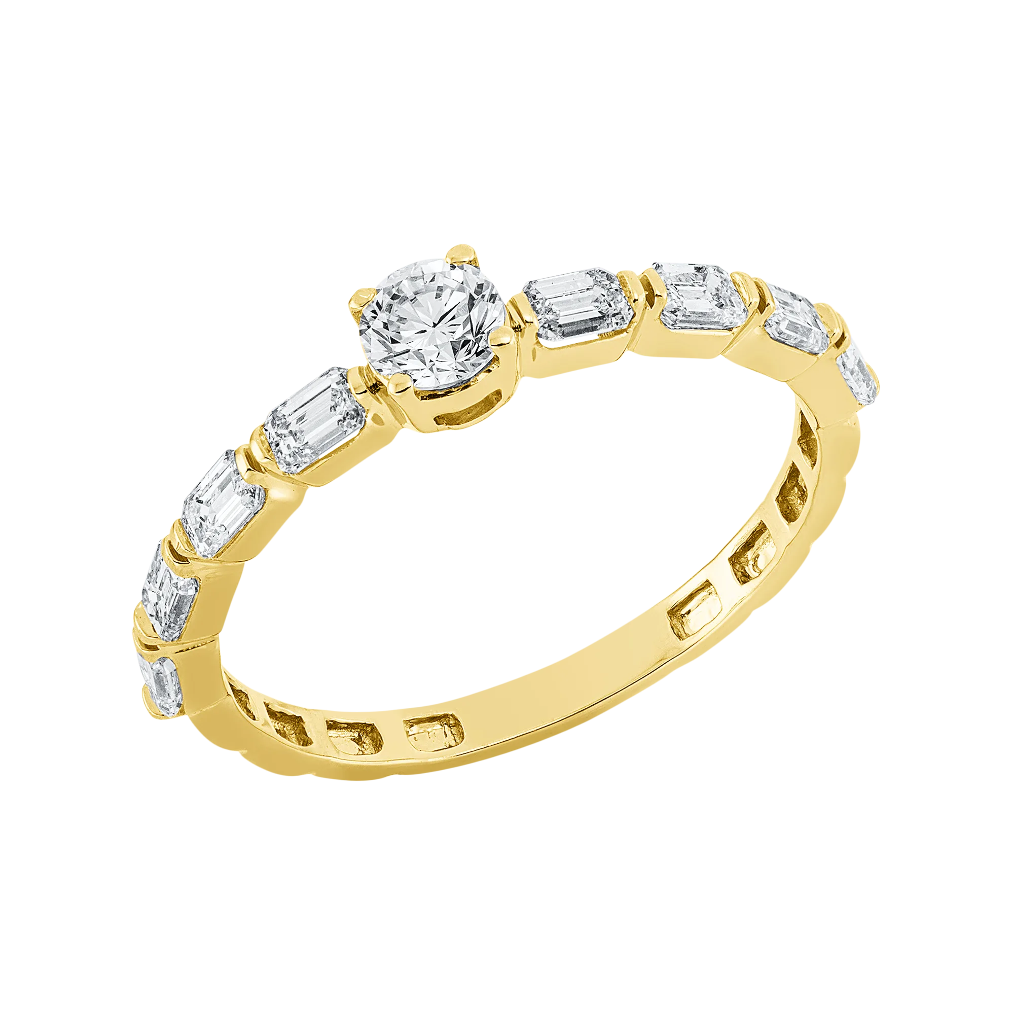 Solitärring Gelbgold 750 · Brillant 0,22 ct mit Besatz