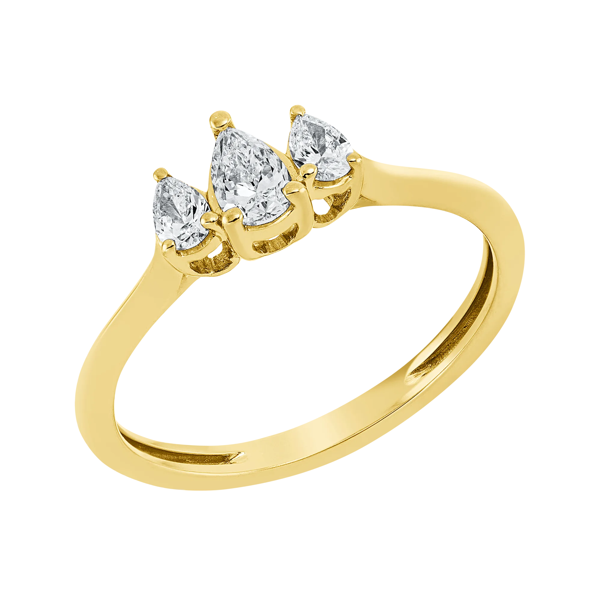 Solitärring Gelbgold 750 · Tropfen 0,19 ct mit Besatz