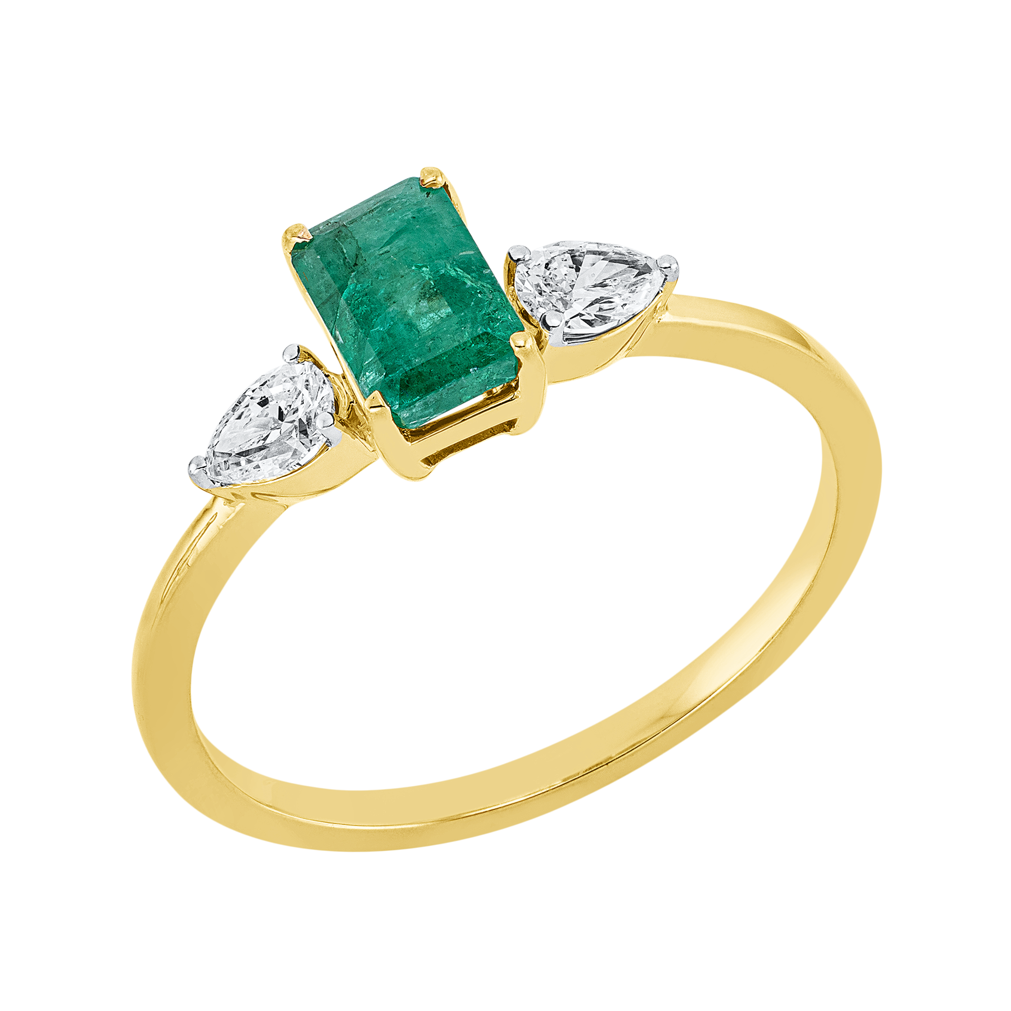 Ring 4er-Krappe 18 kt GG, Fassung rhodiniert