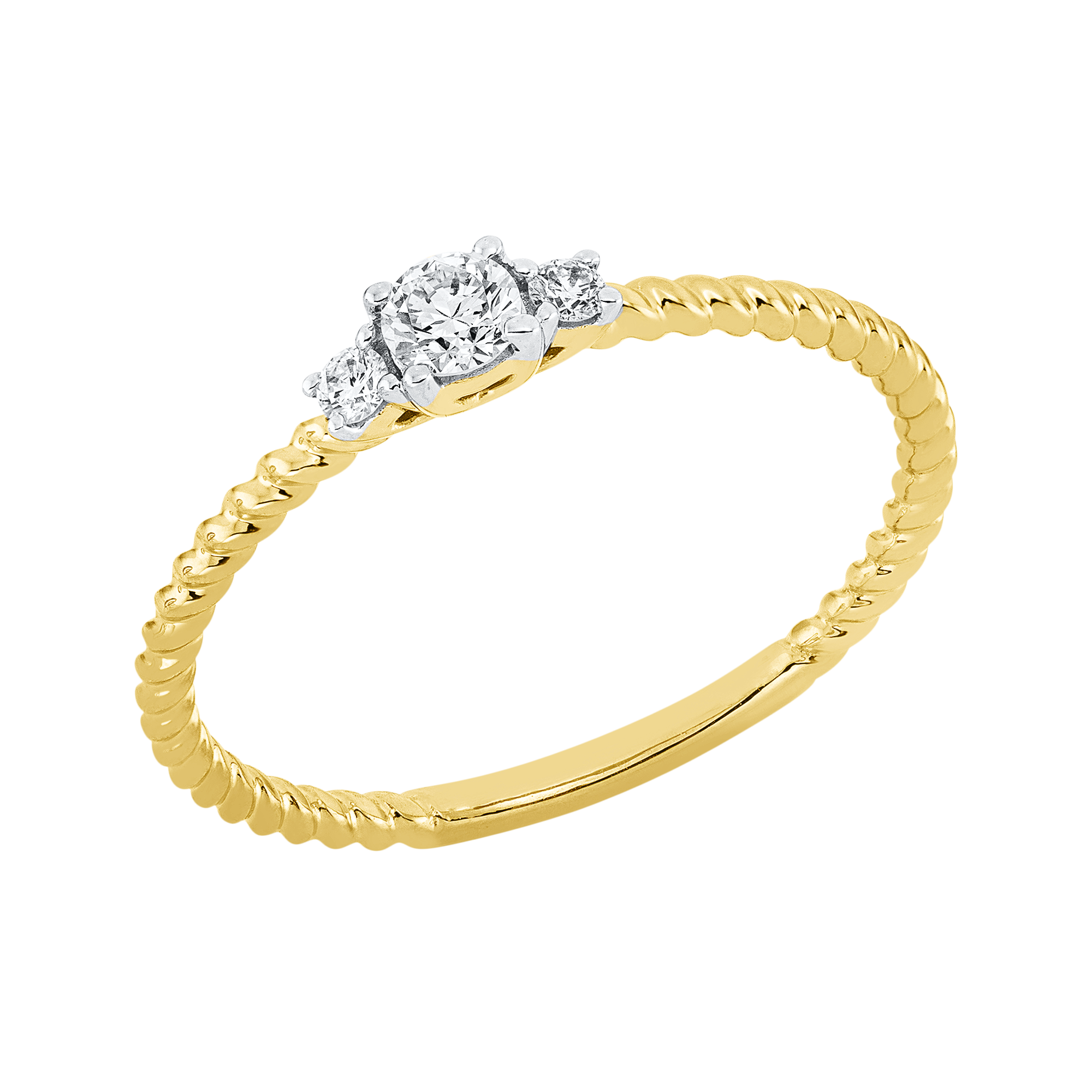 Ring 4er-Krappe 18 kt GG, Fassung rhodiniert