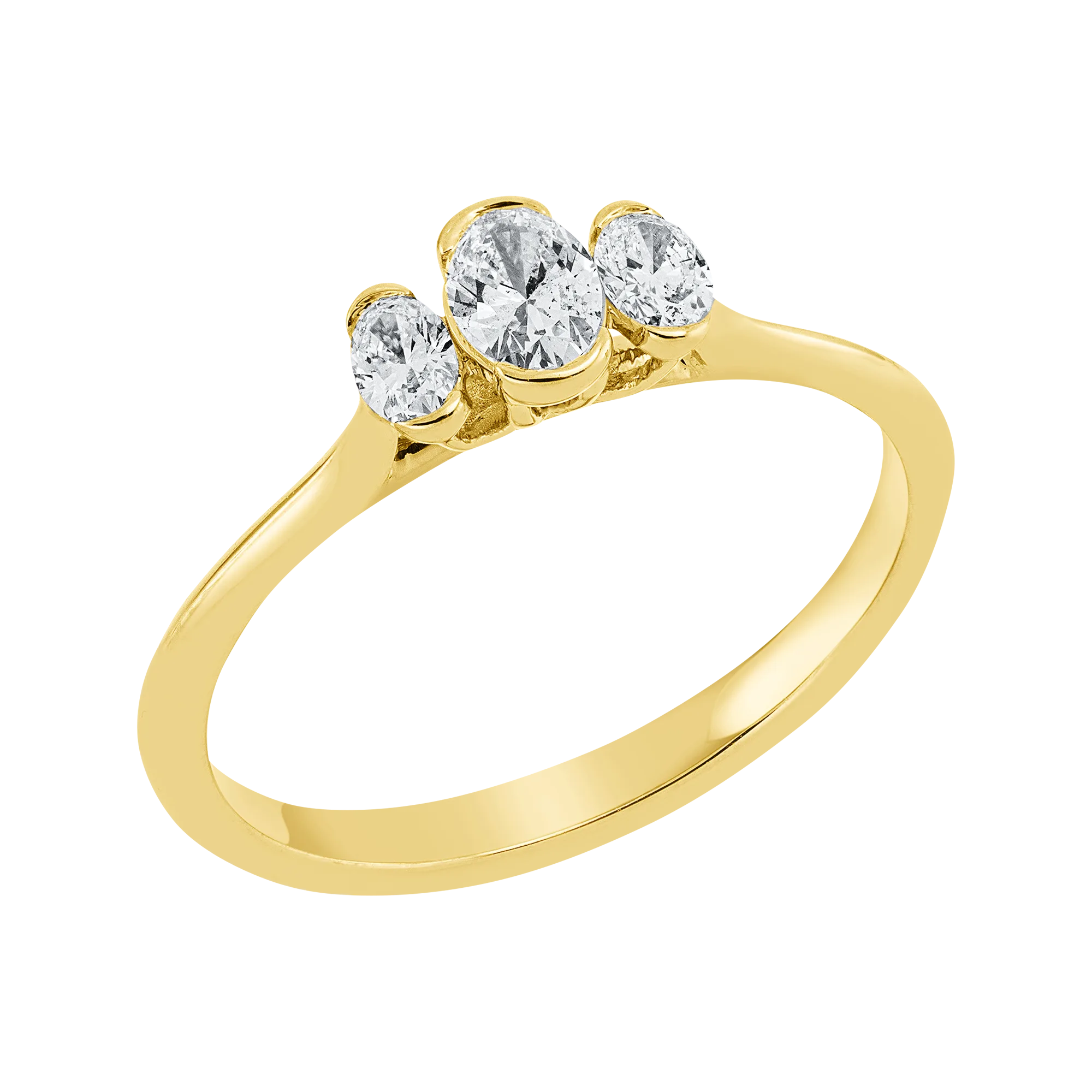 Solitärring Gelbgold 750 · Oval 0,20 ct mit Besatz