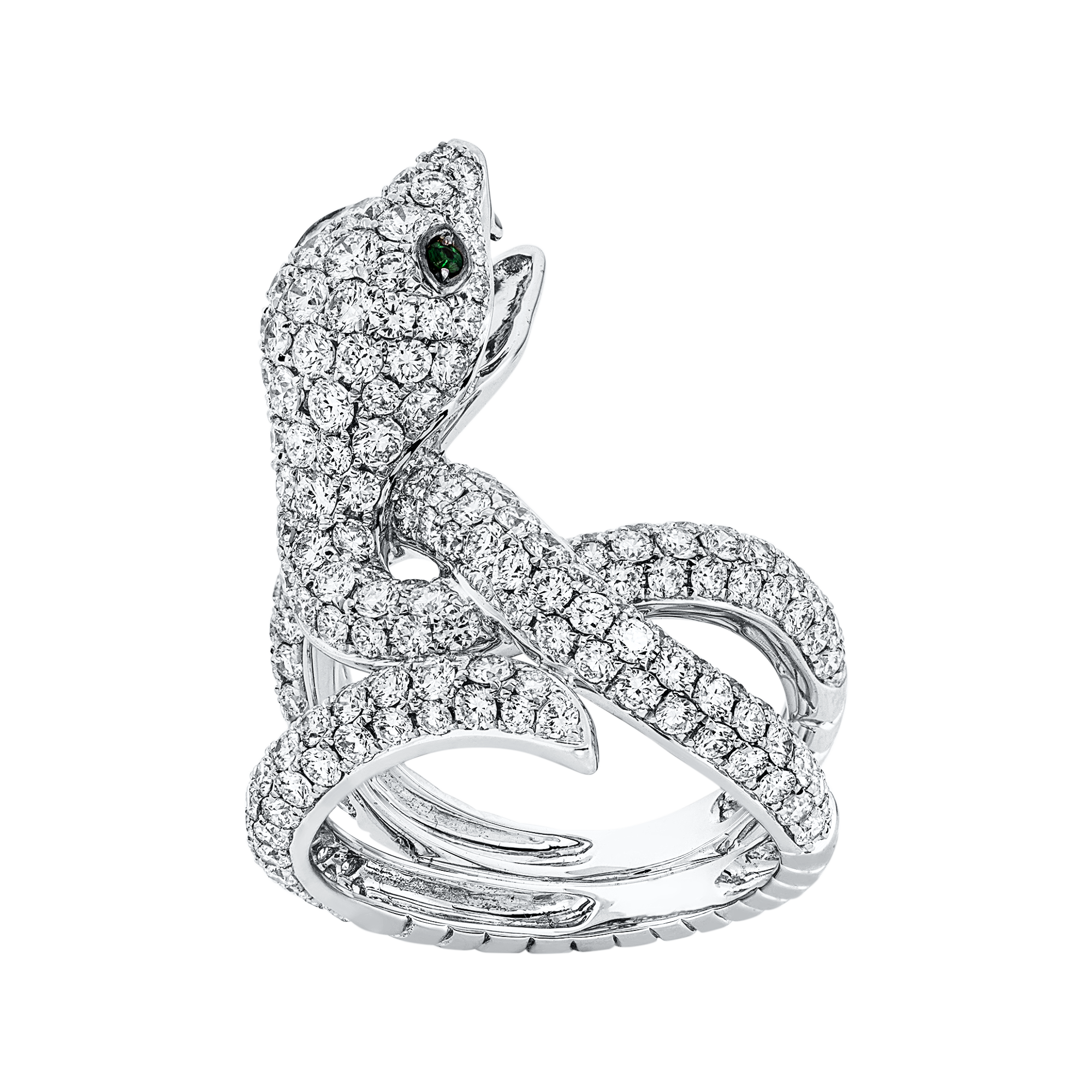 Ring 18 kt WG Schlange, Fassung schwarz rhodiniert