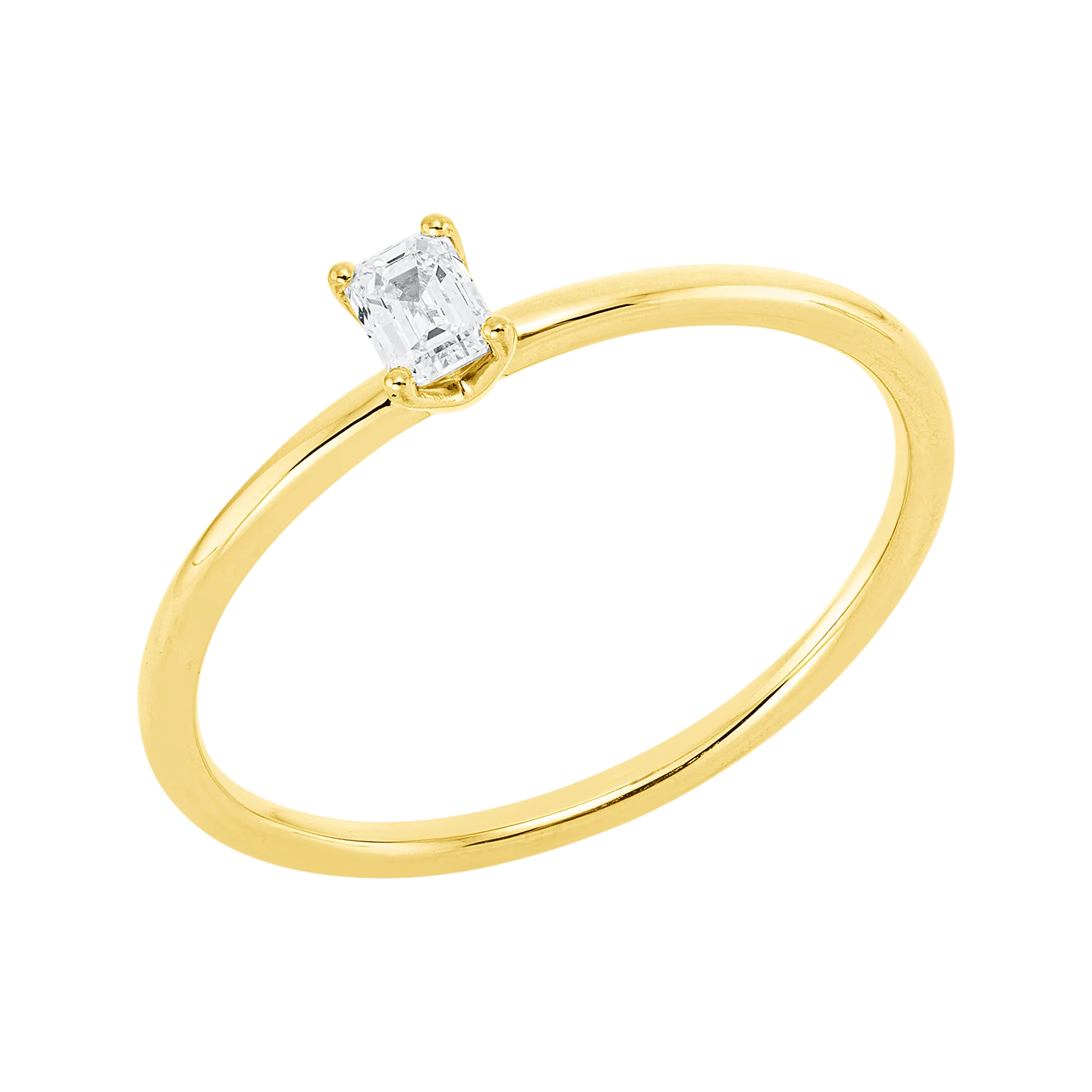 Solitärring 4er-Krappe Gelbgold 750 · Smaragdschliff 0,17 ct