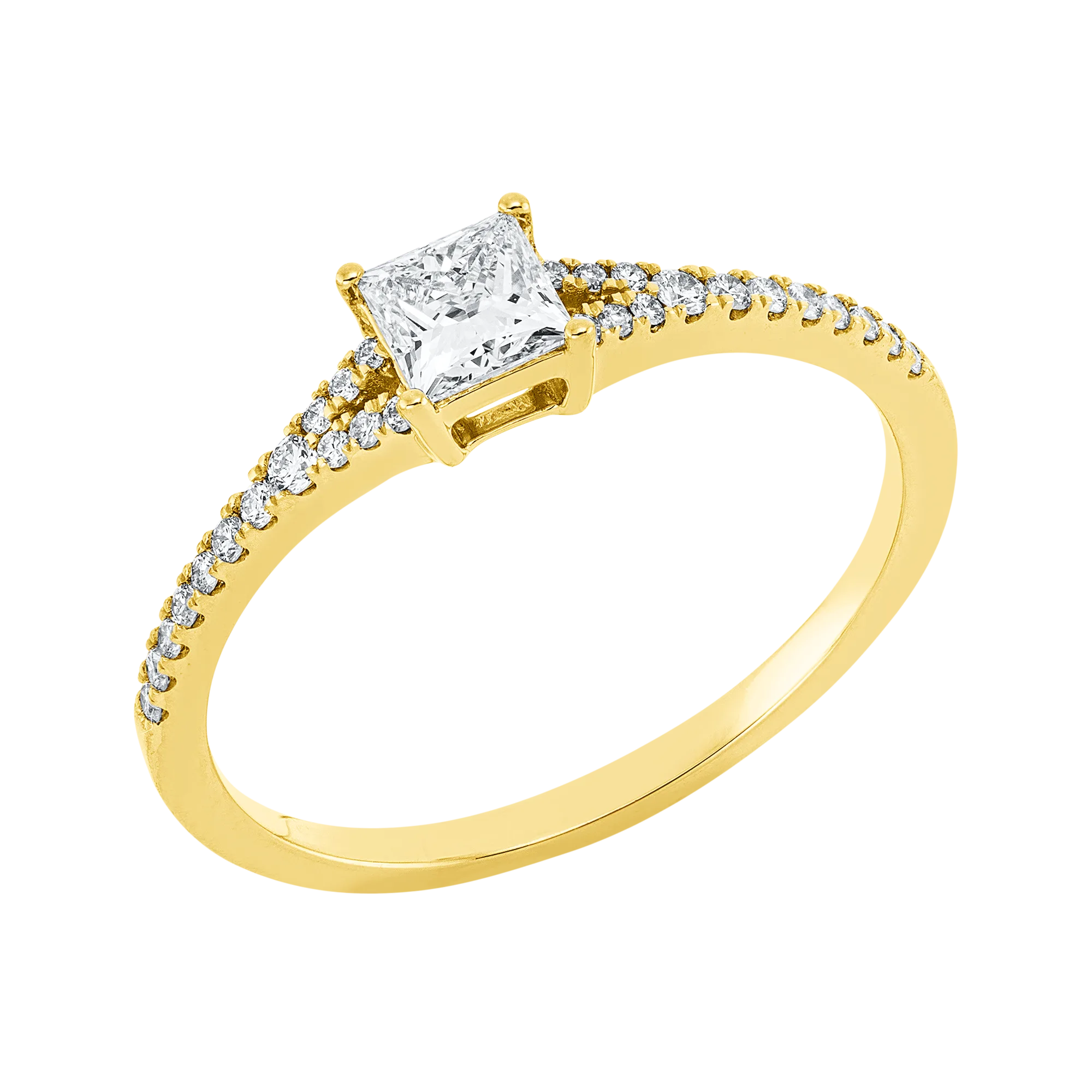 Brillantring 4er-Krappe Gelbgold 750 · 26 Brillanten 0,10 ct, GIA-zertifiziert