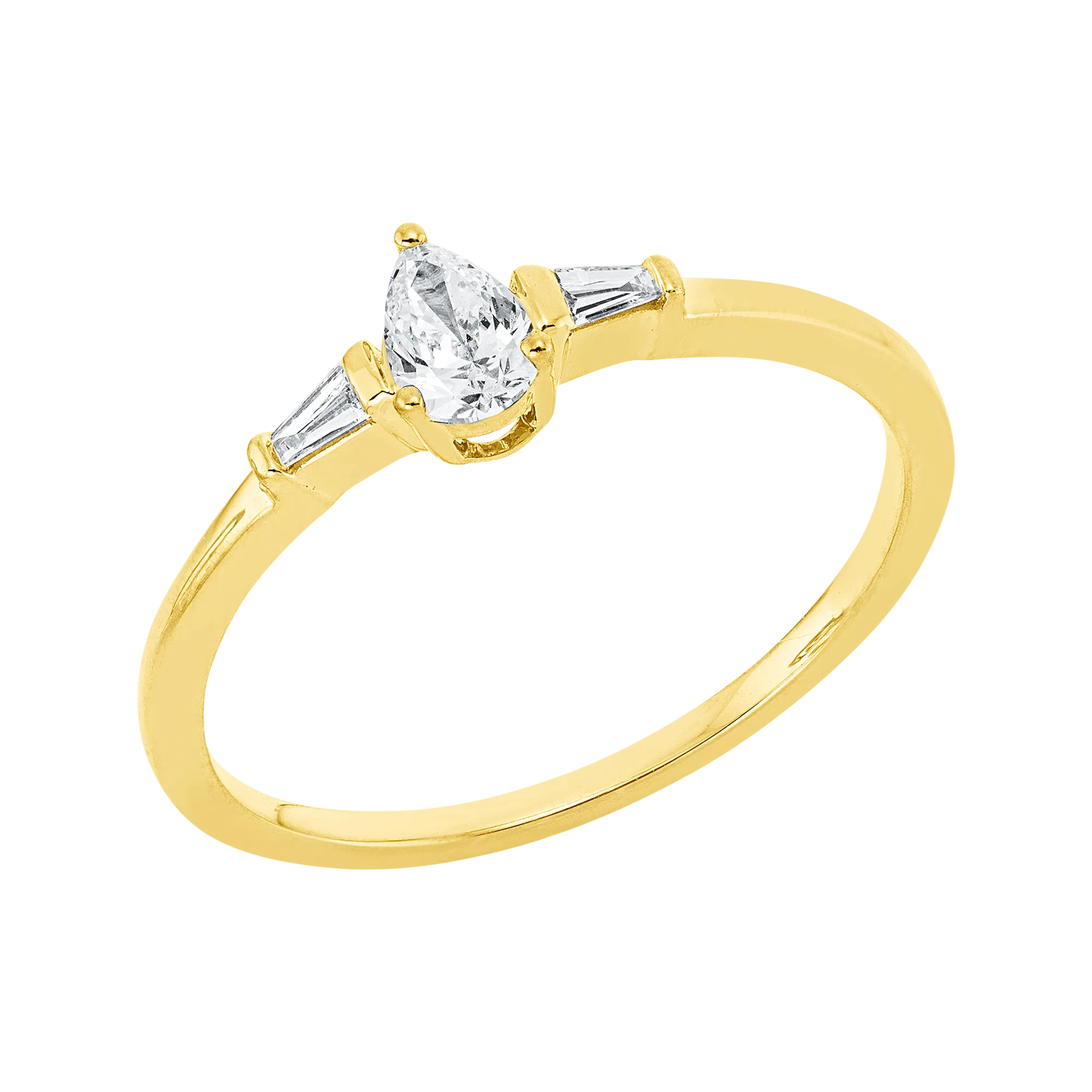 Solitärring Gelbgold 750 · Tropfen 0,20 ct mit Besatz