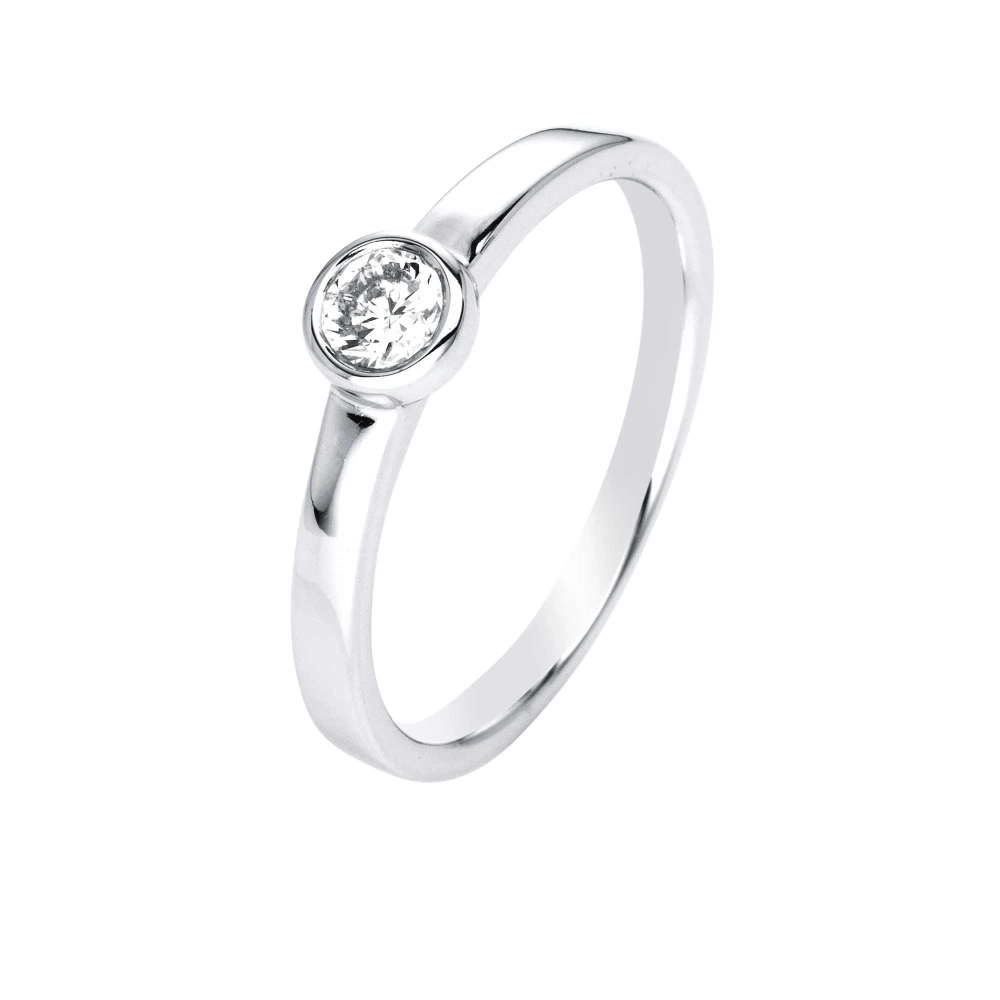 Solitärring Zarge Weißgold 585 · Brillant 0,25 ct
