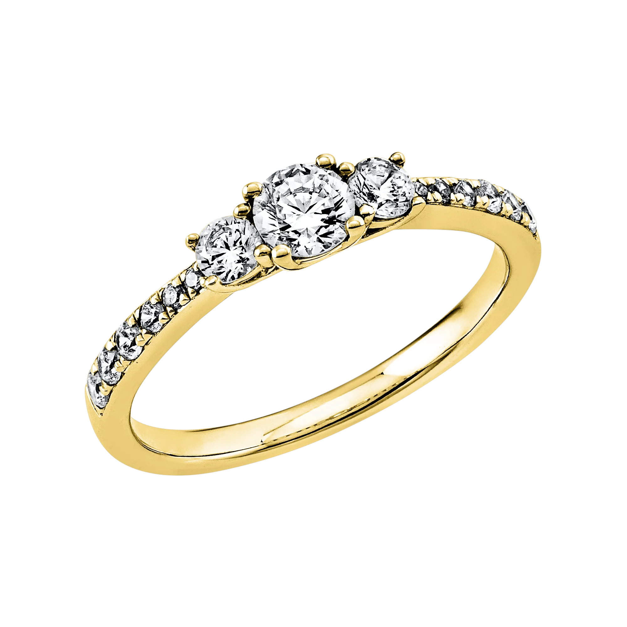 Solitärring Gelbgold 750 · Brillant 0,18 ct mit Besatz