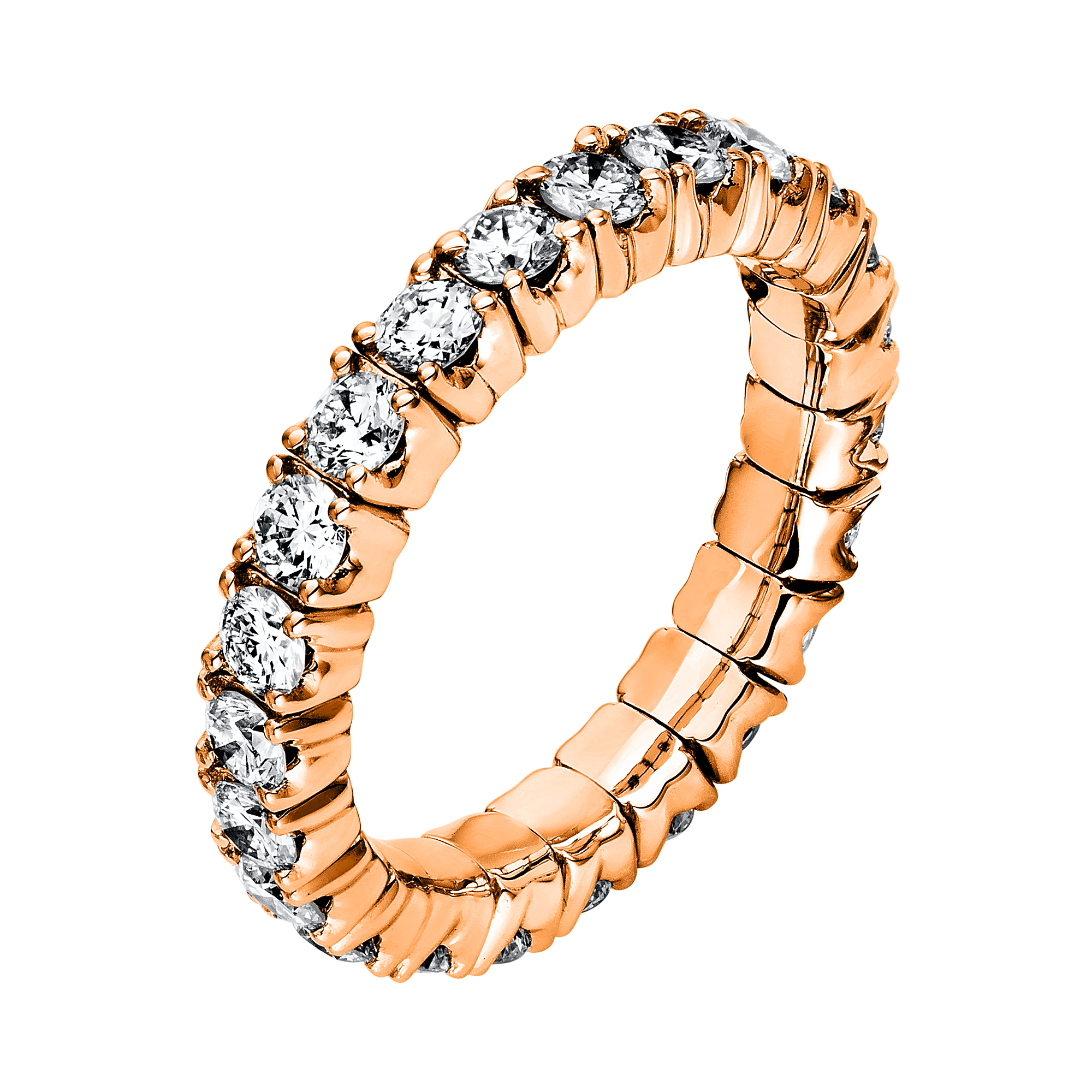 Ring 4er-Krappe 18 kt RG, Flex-Band, variabel, rhodinier
