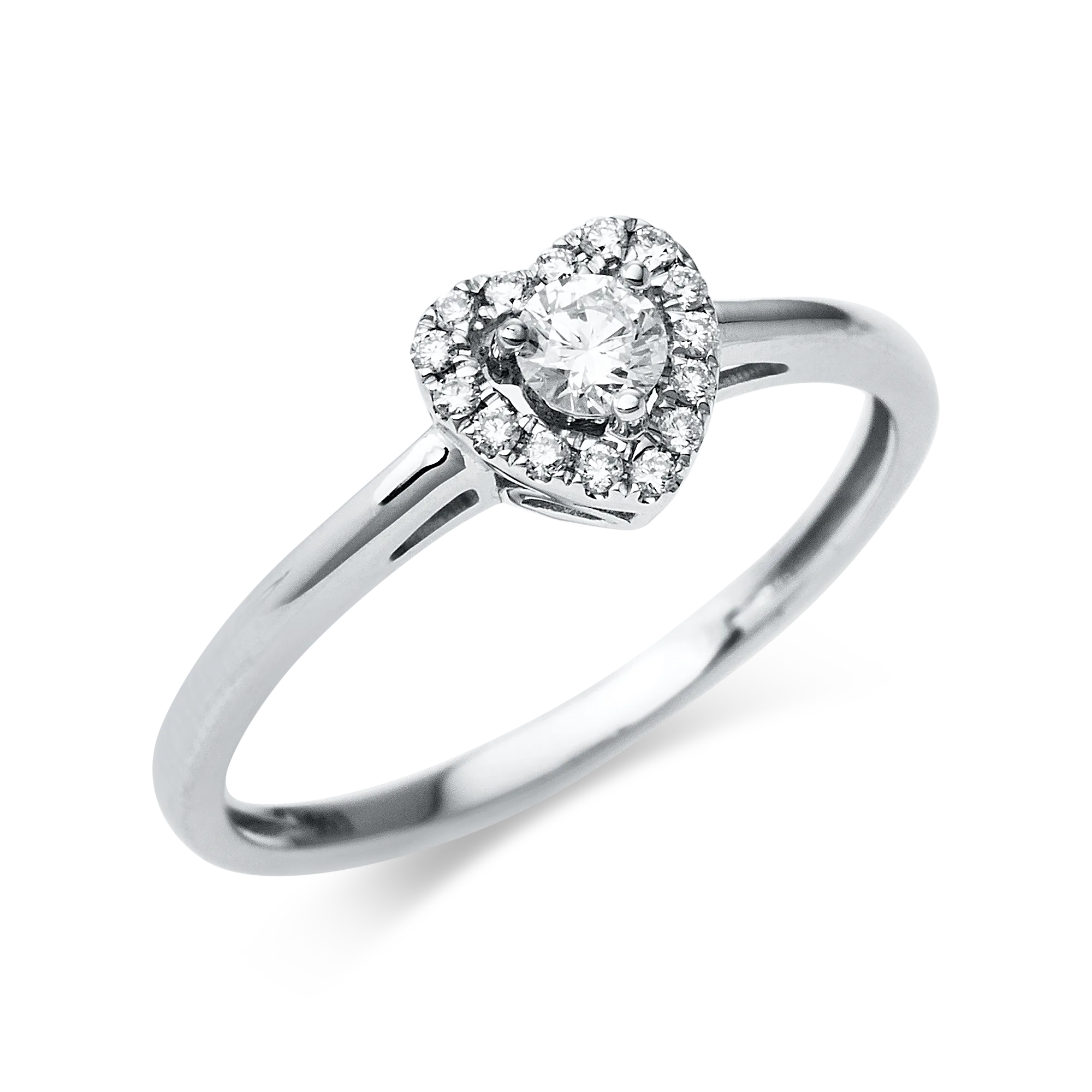Solitärring 3er-Krappe Weißgold 750 · Brillant 0,18 ct mit Besatz