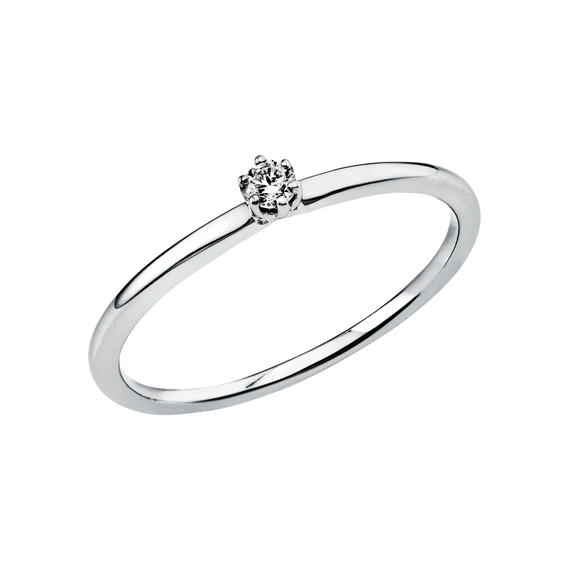 Solitärring 6er-Krappe Weißgold 585 · Brillant 0,25 ct