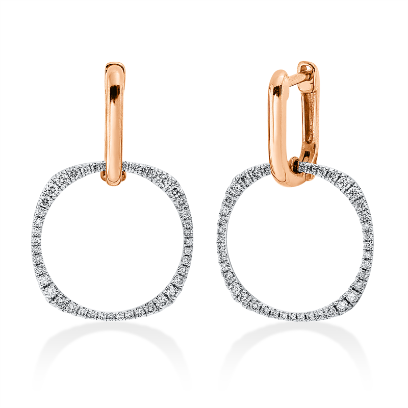 Ohrschmuck 18 kt RG+WG Kreis, Fassung rhodiniert