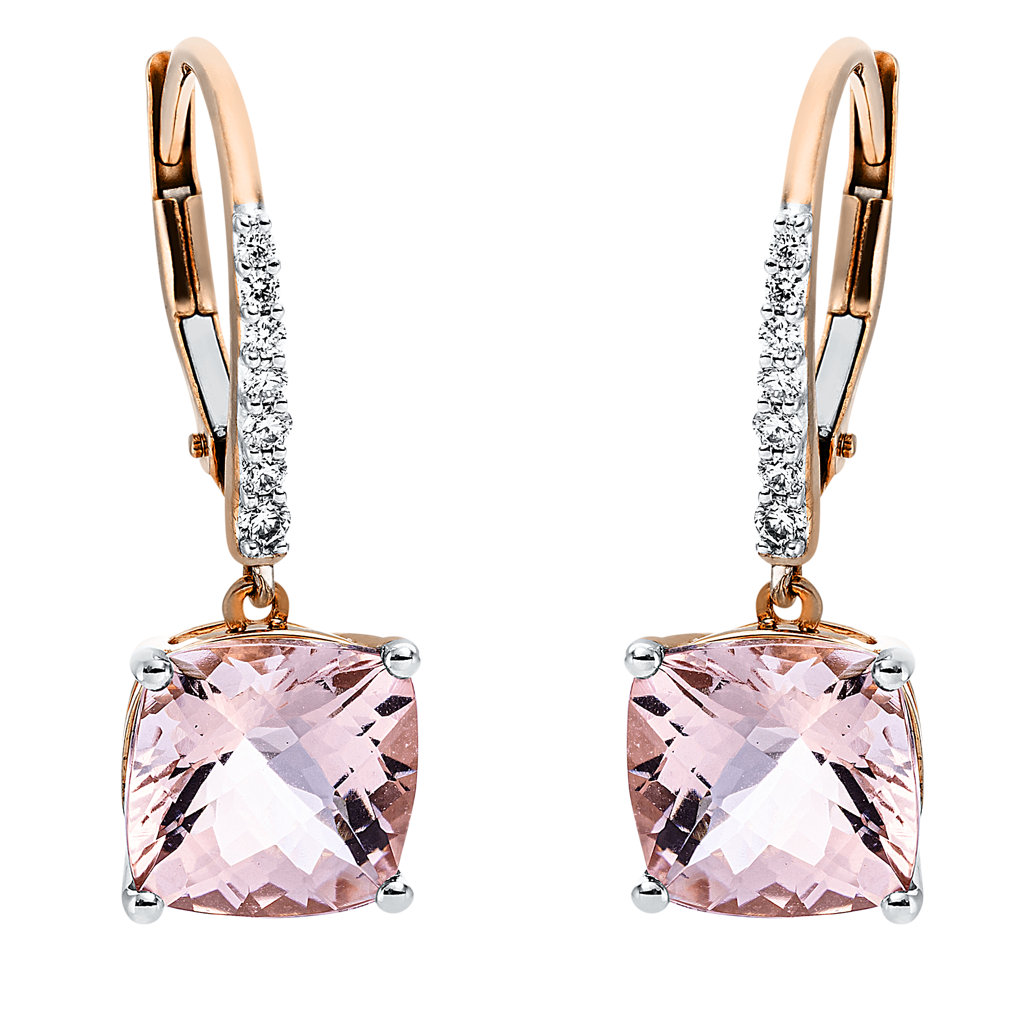 Ohrschmuck 4er-Krappe 18 kt RG, Fassung rhodiniert