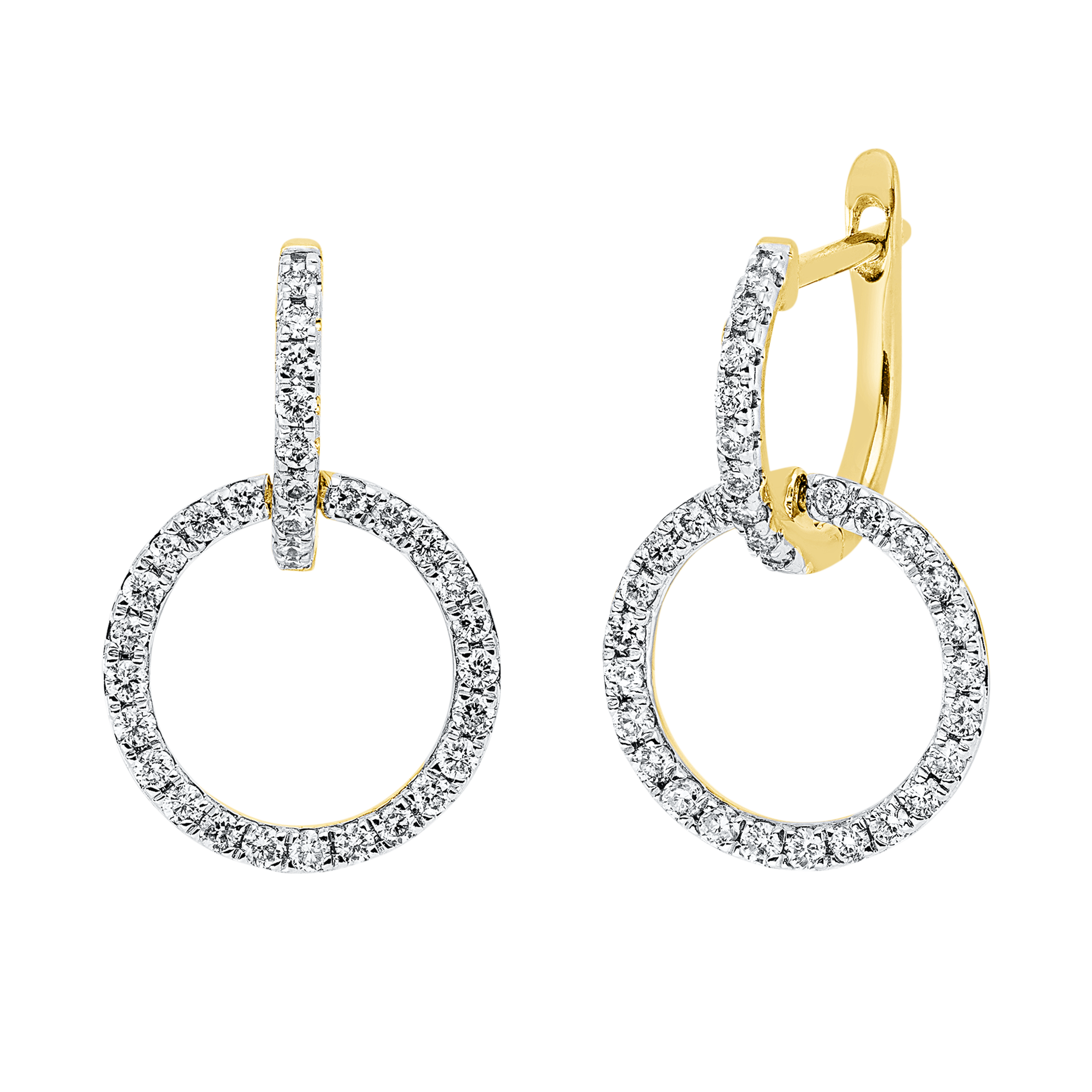 Ohrschmuck 18 kt GG Kreis, Fassung rhodiniert