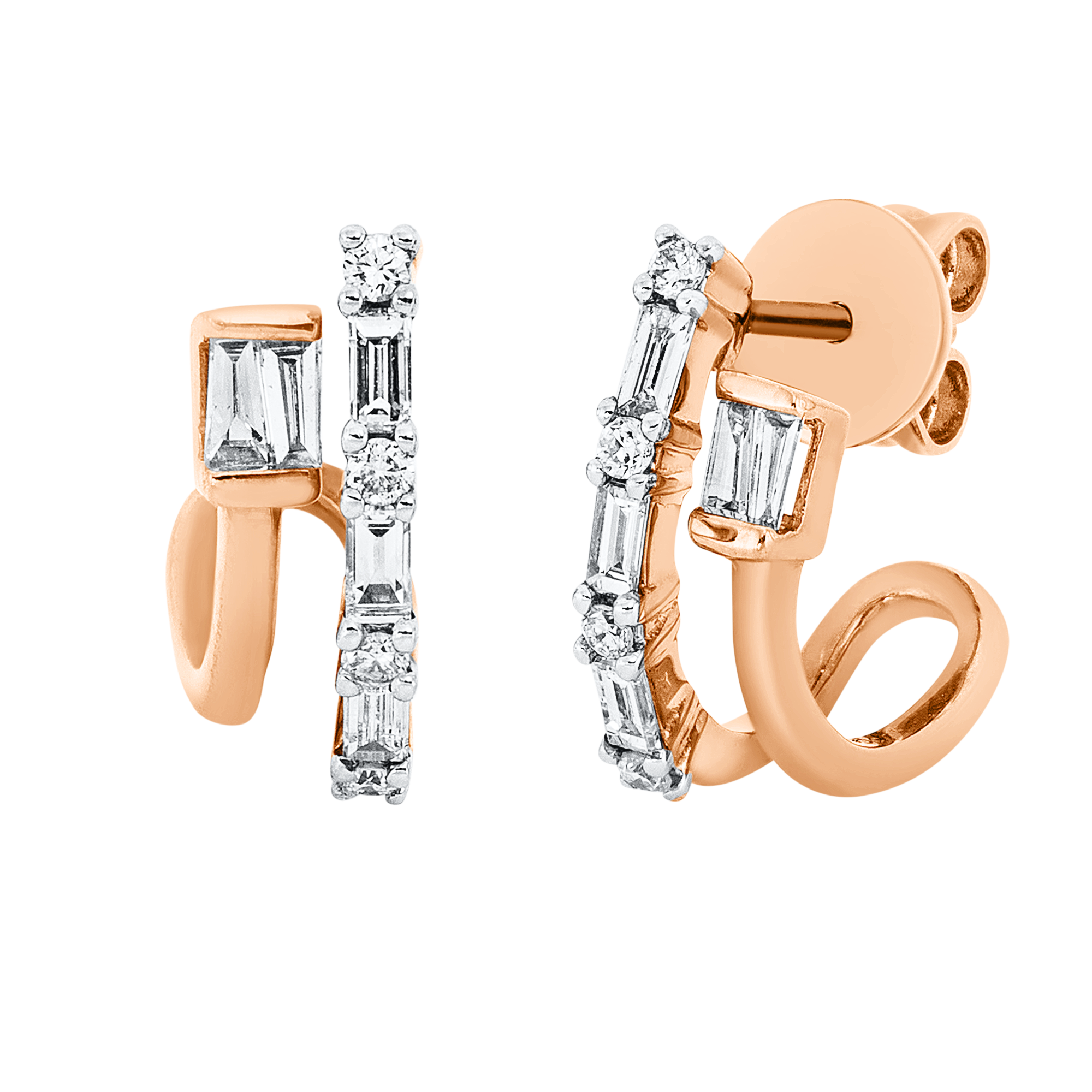 Ohrschmuck 14 kt RG, Fassung rhodiniert