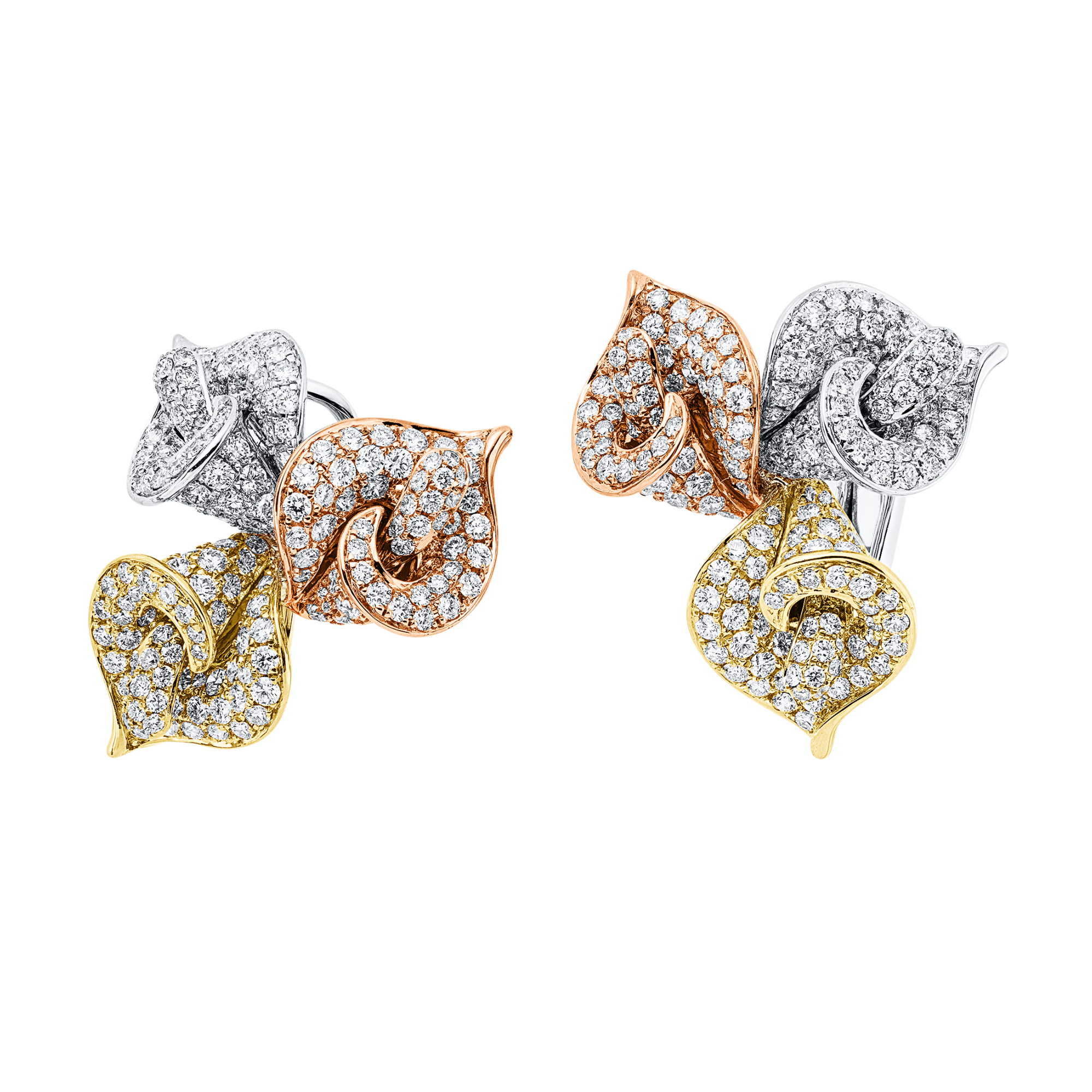 Ohrschmuck 18 kt WG+GG+RG Lilien