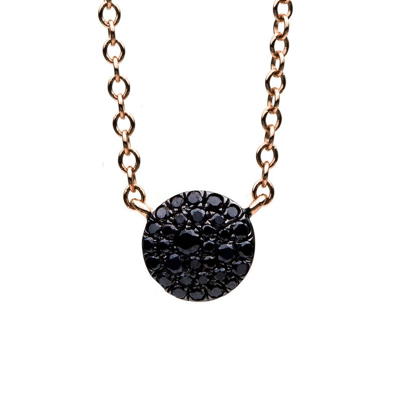 Collier 14 kt RG, Fassung schwarz rhodiniert