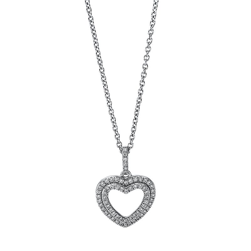 Collier 18 kt RG Herz, mit ZÖ 40 cm + 42.5 cm