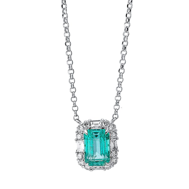 Collier 18 kt WG, mit ZÖ 38 cm + 40 cm