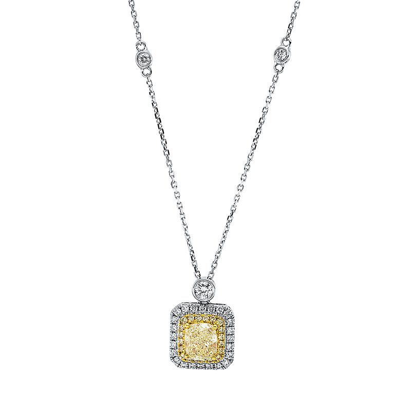 Collier 18 kt WG+GG, mit ZÖ 40 cm + 43 cm