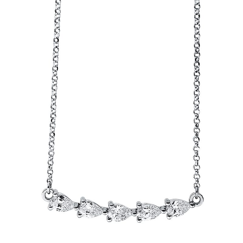 Collier 18 kt WG, mit ZÖ 38 cm + 40,6 cm