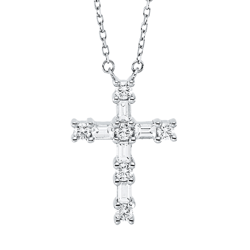 Collier 18 kt WG Kreuz, mit ZÖ 40 cm