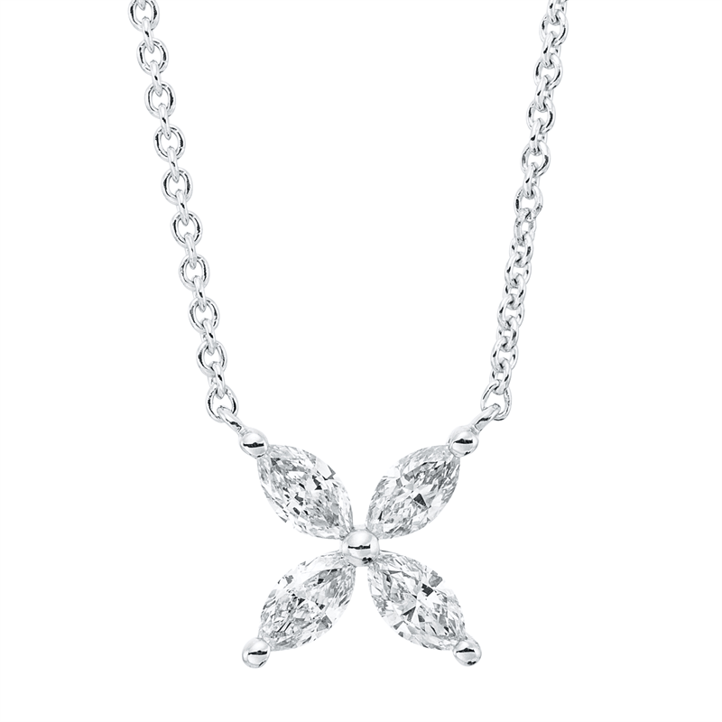 Collier 18 kt WG, mit ZÖ 40 cm + 43 cm