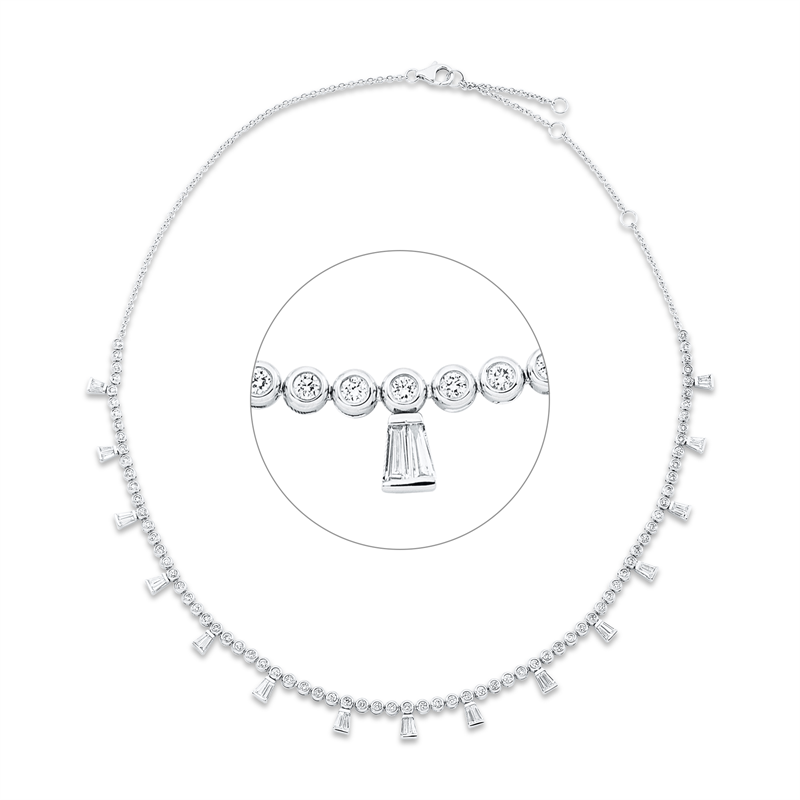 Collier 18 kt WG, mit ZÖ 35,5 + 38 + 40,6 cm