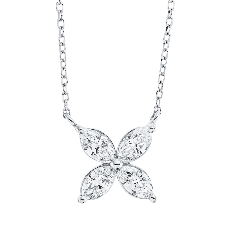 Collier 18 kt WG, mit ZÖ 40 cm + 42 cm