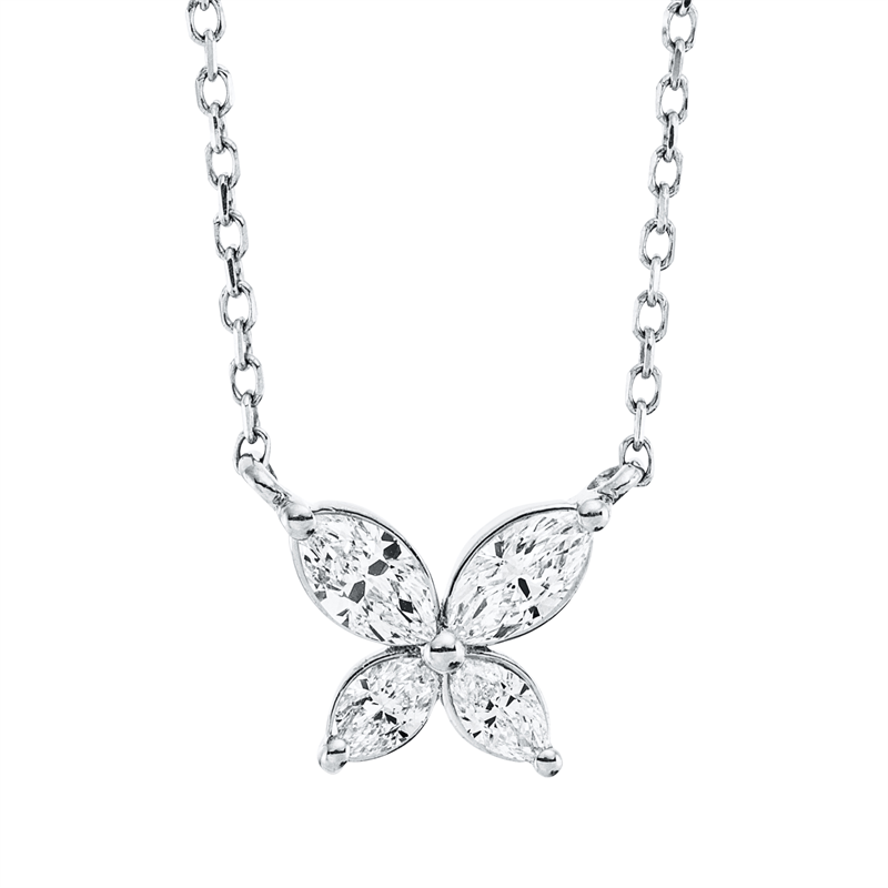 Collier 18 kt WG, mit ZÖ 40 cm + 42 cm