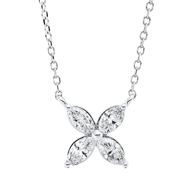 Collier 18 kt WG, mit ZÖ 40 cm + 42 cm